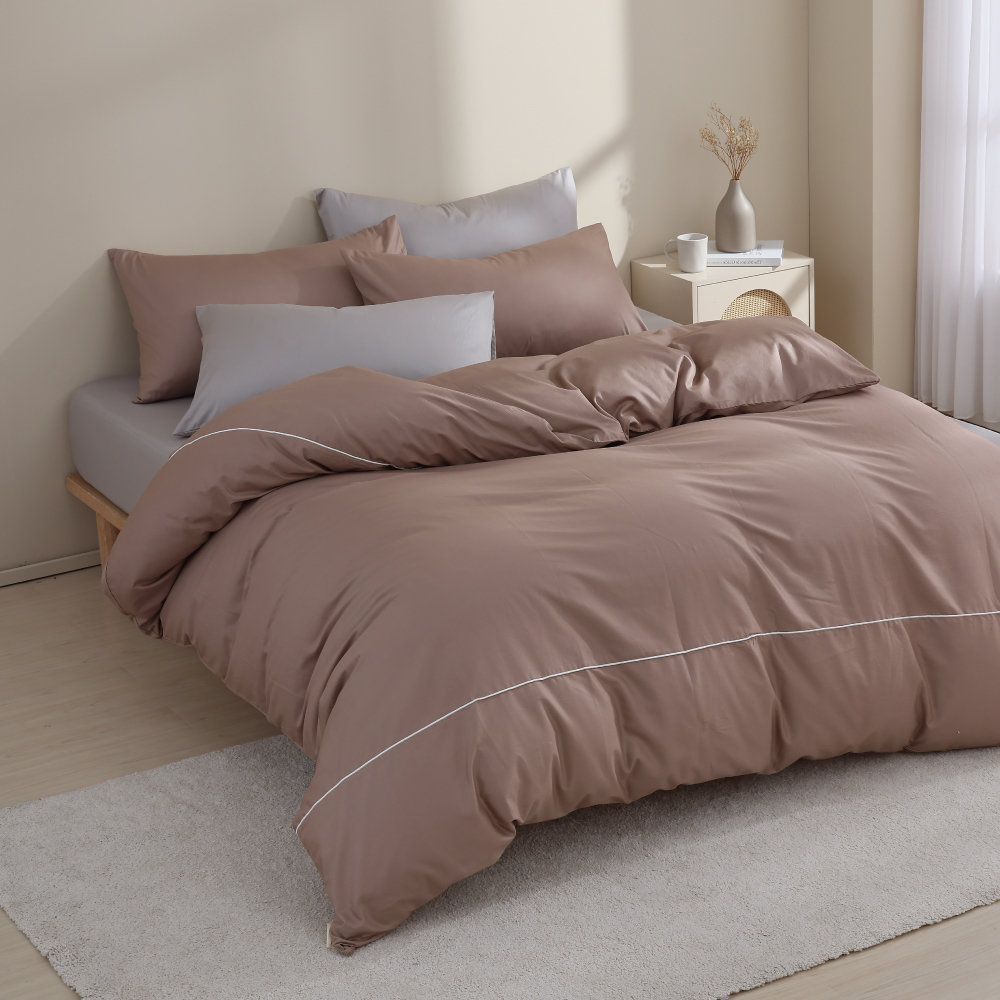 200織純棉｜100%純棉｜雙色配｜麥芽灰ｘ摩卡棕 燕麥奶茶