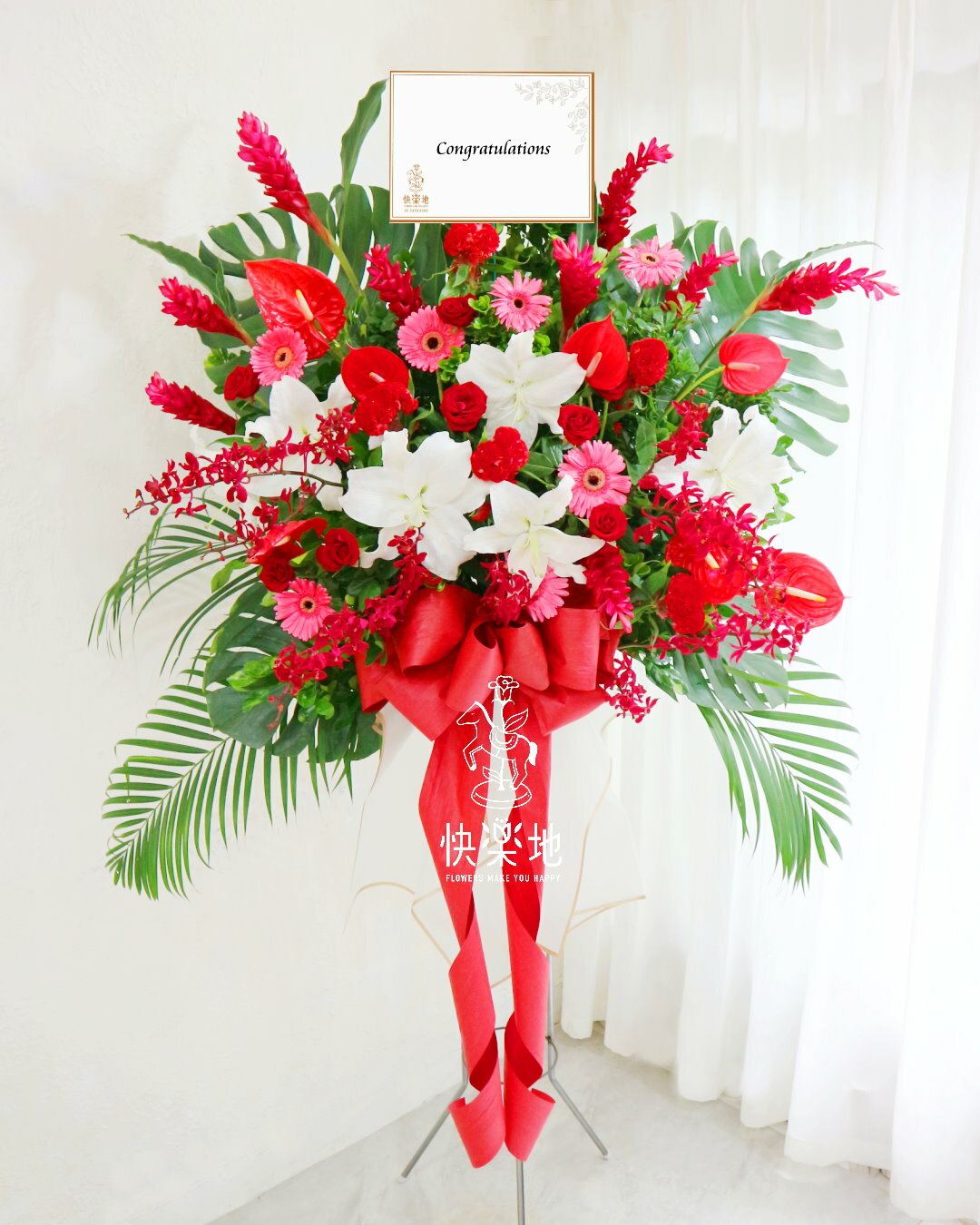 紅得漂亮 I 高架花籃  SF240500
