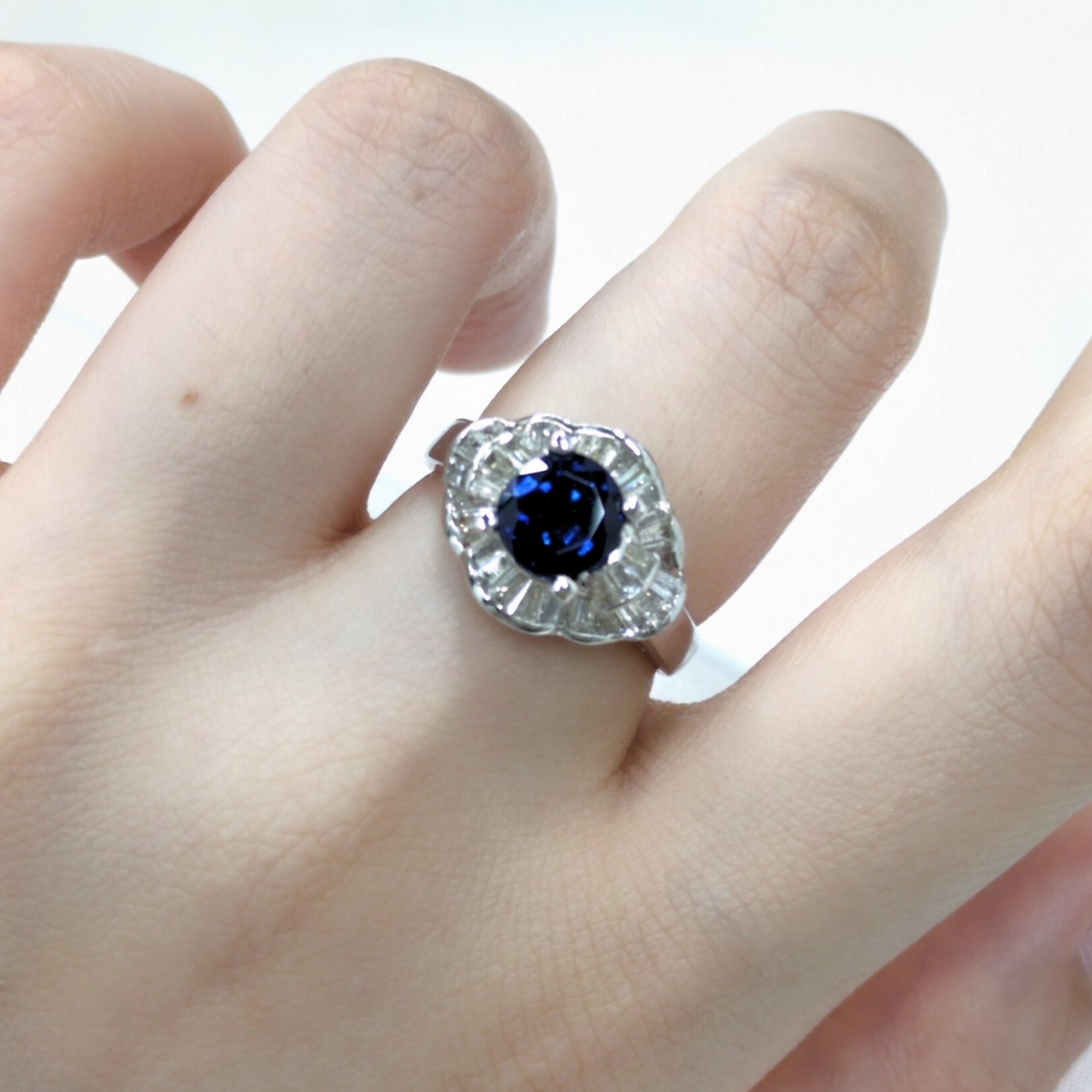 18K White Gold 1.65ct Sapphire and Diamond Ring
