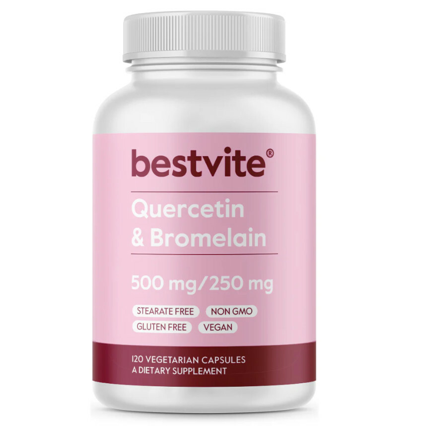 [預購] BestVite 槲皮素+鳳梨酵素 500/250毫克 120粒 素食 Quercetin With Bromelain