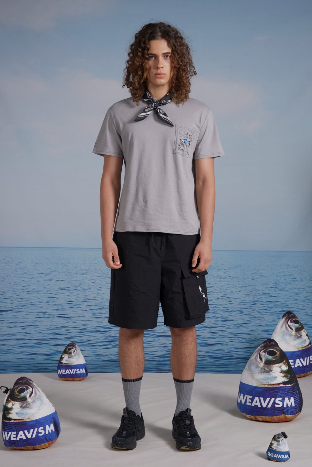 衝浪魚防潑水短褲-黑