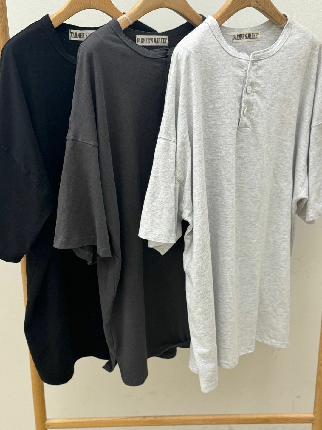 OverSize淨色半開胸短袖Tee FARMERS-027T