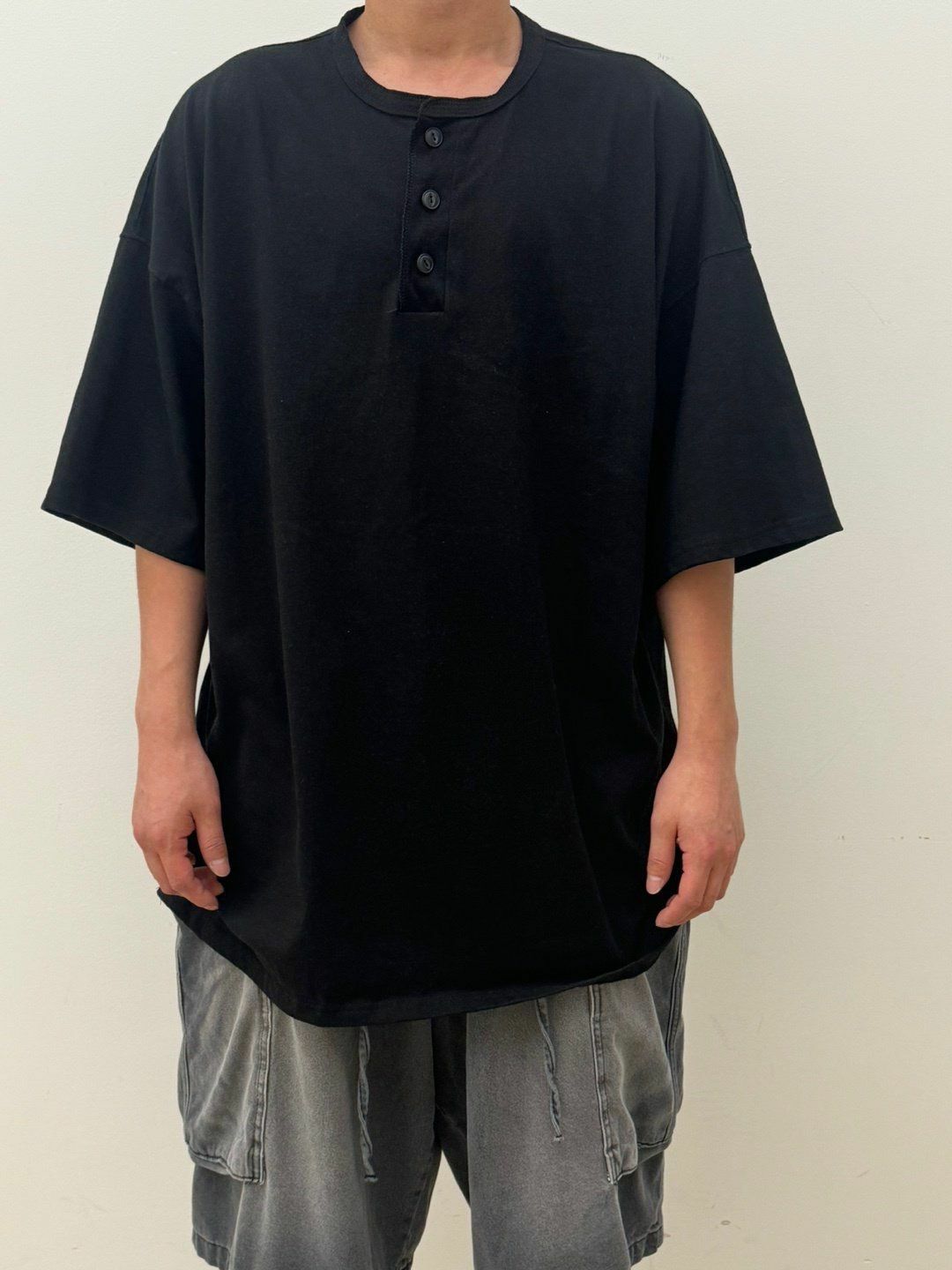 OverSize淨色半開胸短袖Tee FARMERS-027T