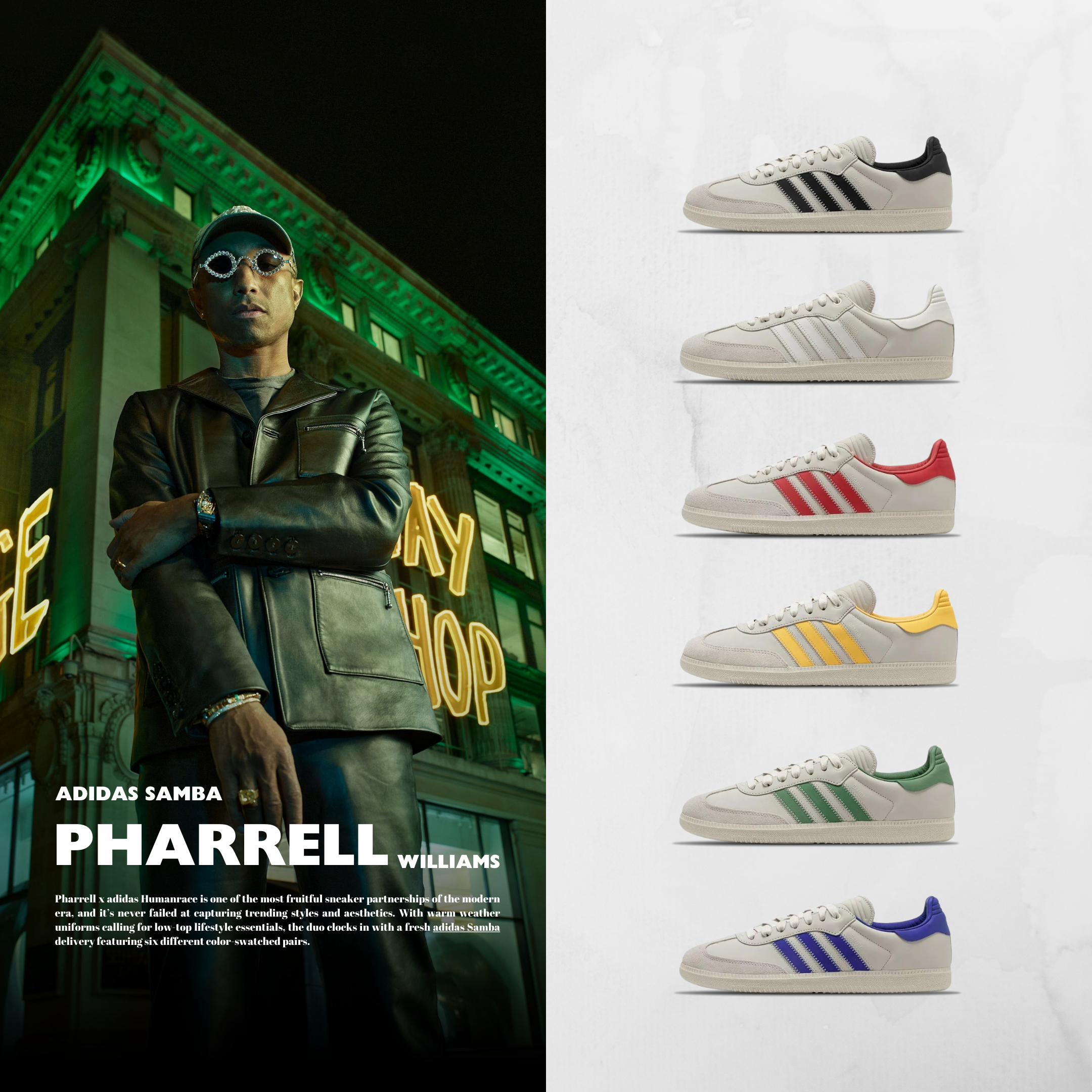 NICEDAY 代購 Pharrell × adidas Samba Humanrace 菲董 聯名款 六色 黑白 紅 黃 藍 綠 男女尺寸