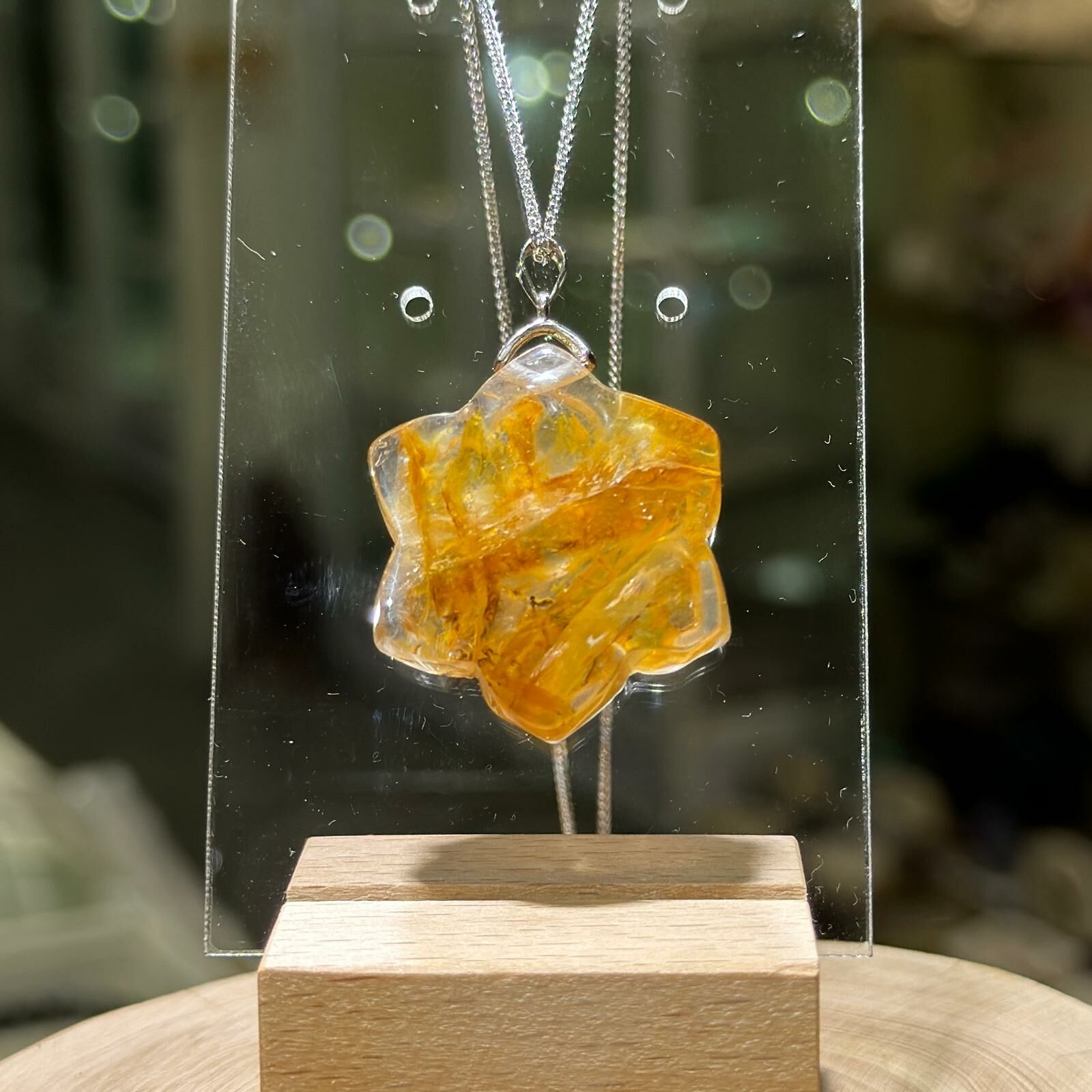 黃膠花 水晶花形吊飾 (#01)