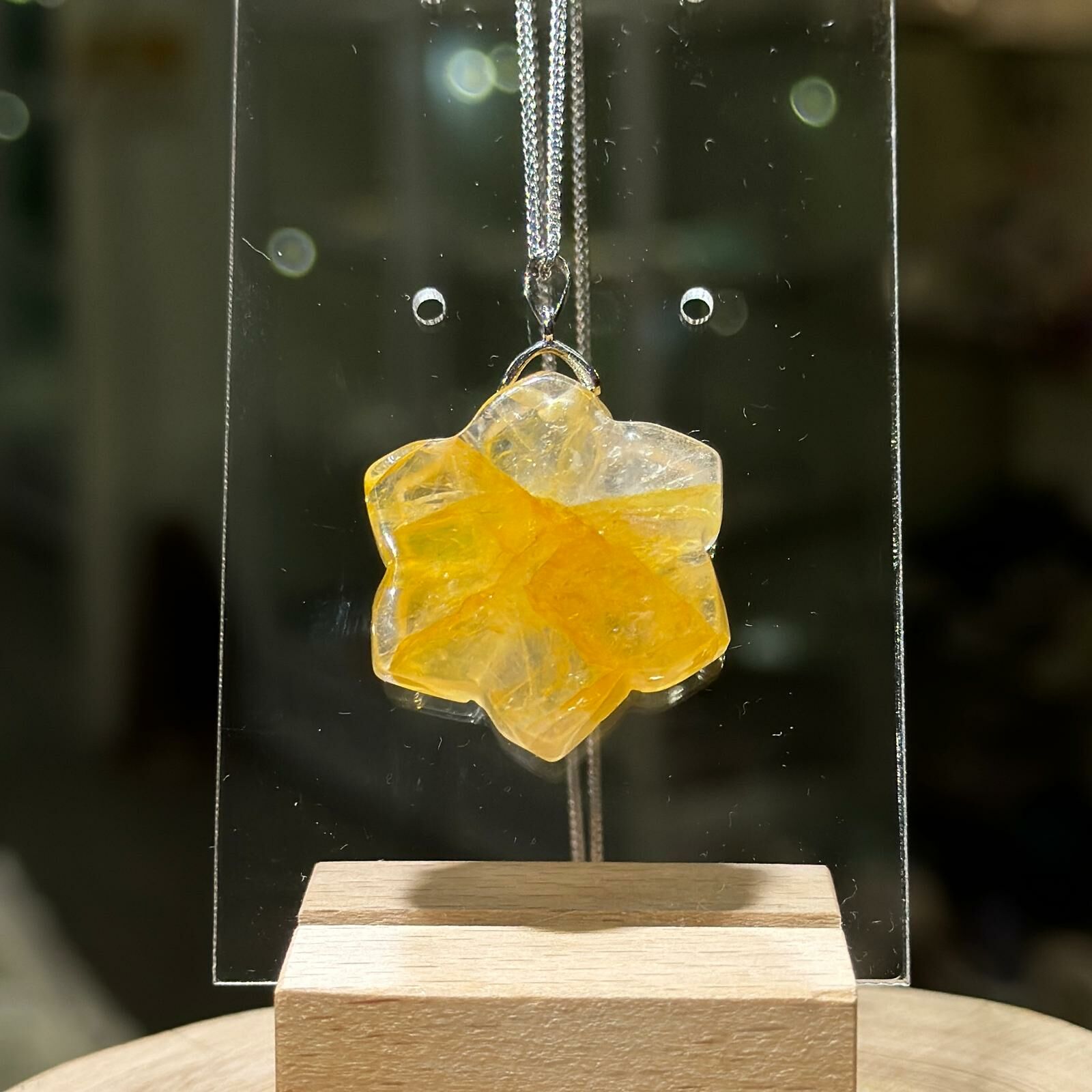 黃膠花 水晶花形吊飾 (#02)