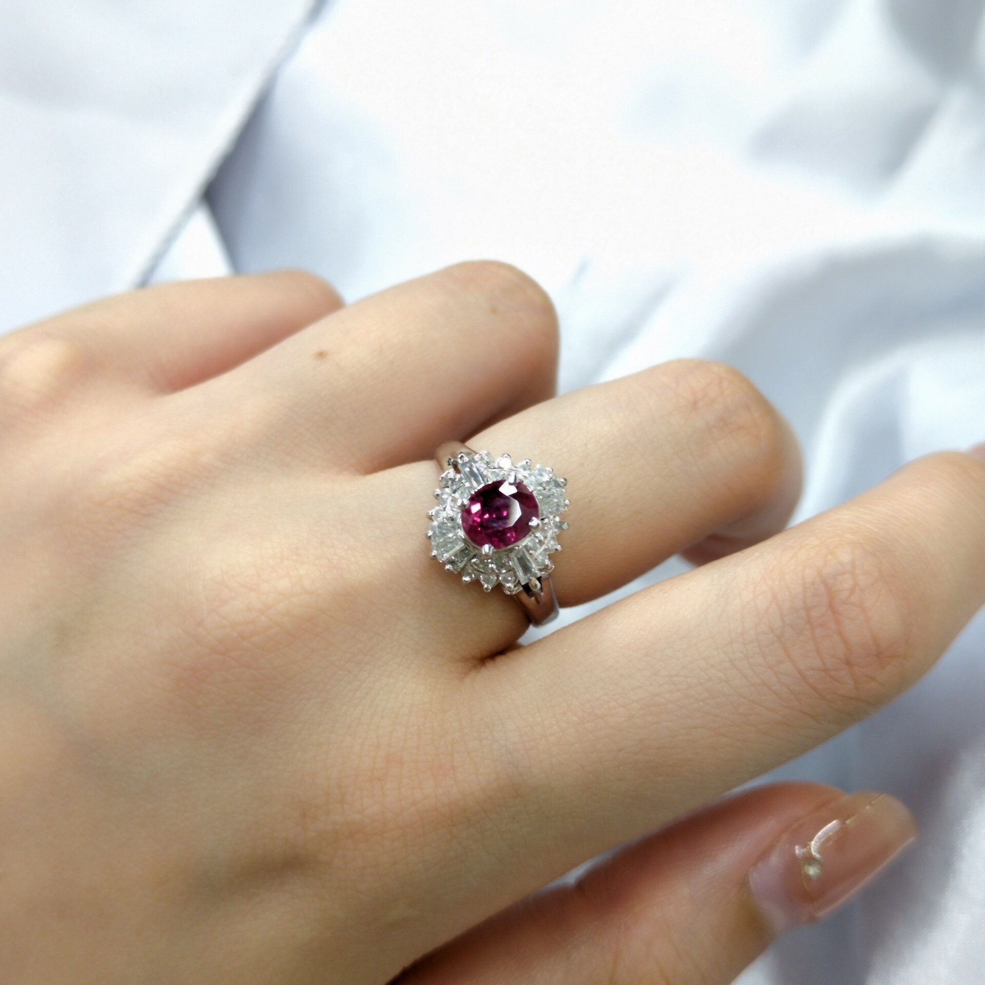 Platinum Gold 0.76ct Ruby and Diamond Ring