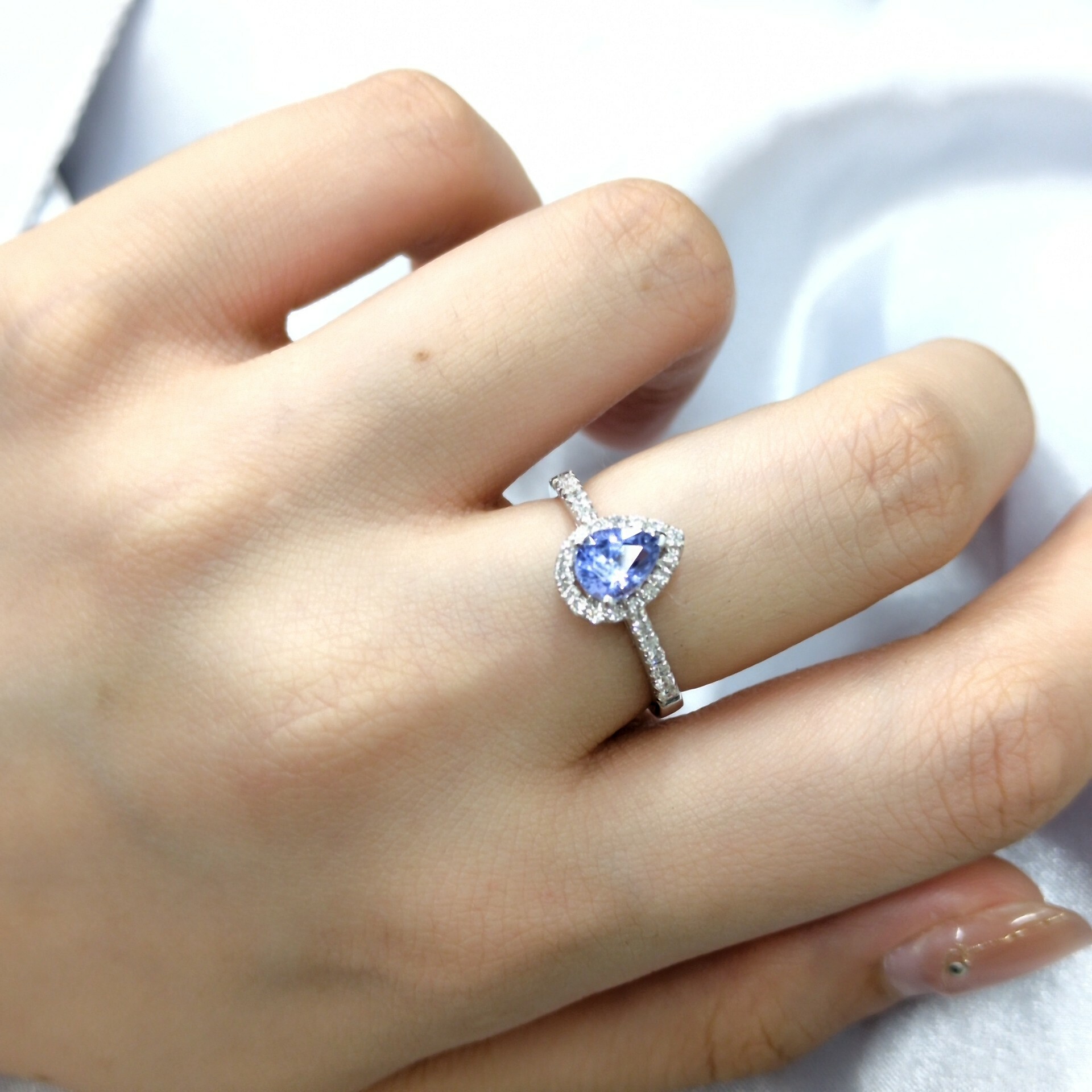 18K White Gold 0.79ct Sapphire and Diamond Ring