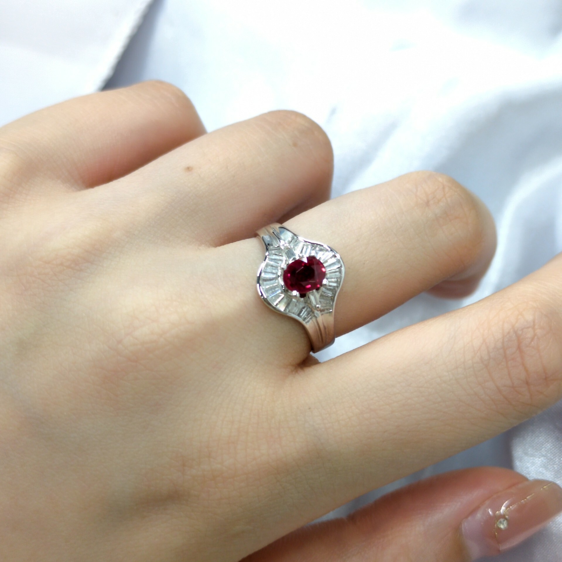 18K White Gold 0.63ct Ruby and Diamond Ring
