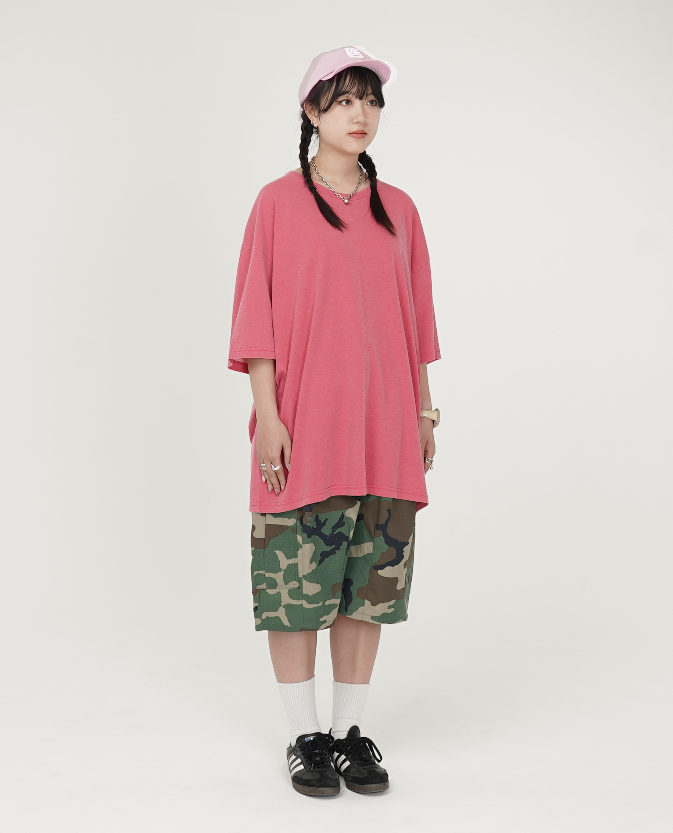 寬前後拼接水洗素t