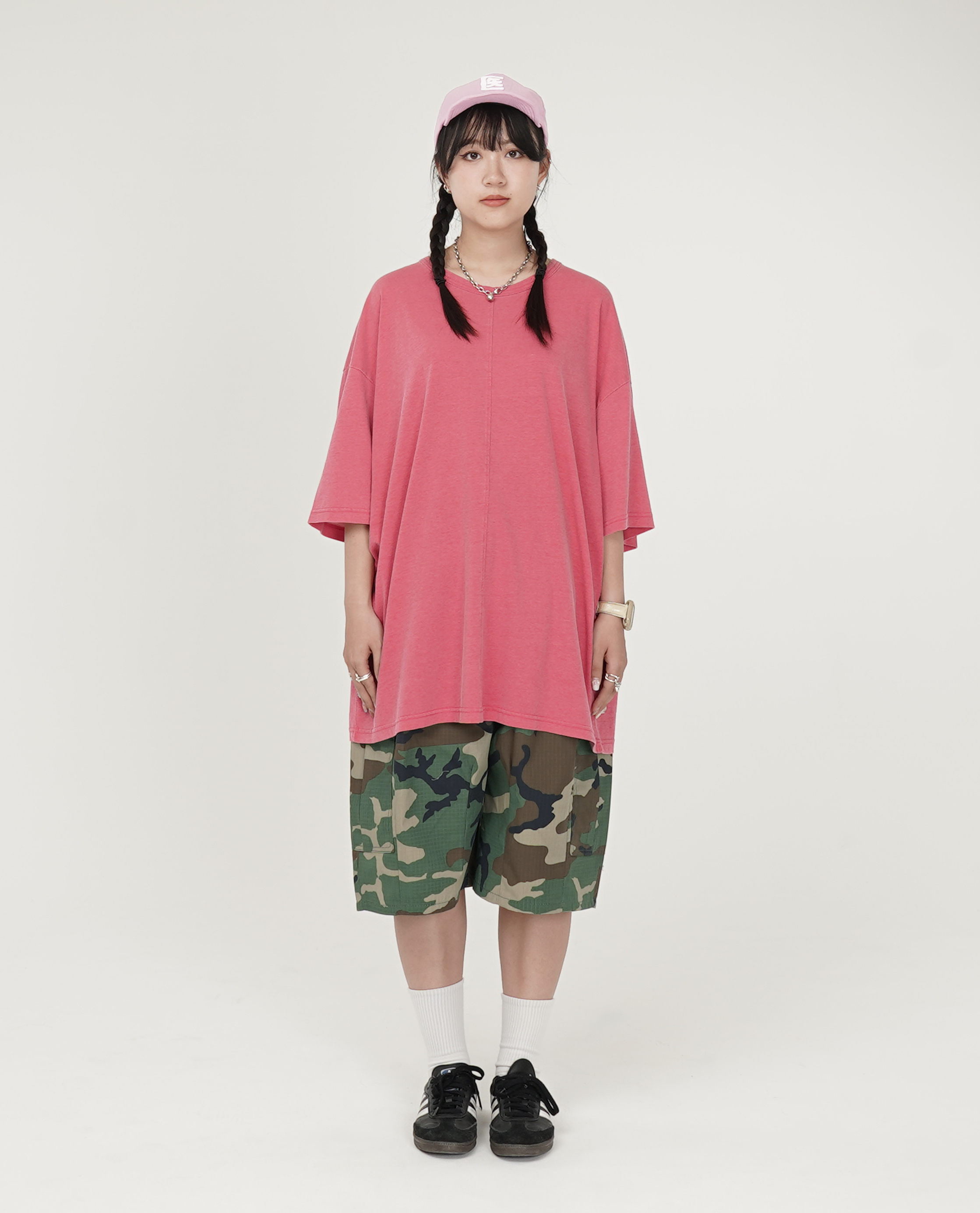 寬前後拼接水洗素t