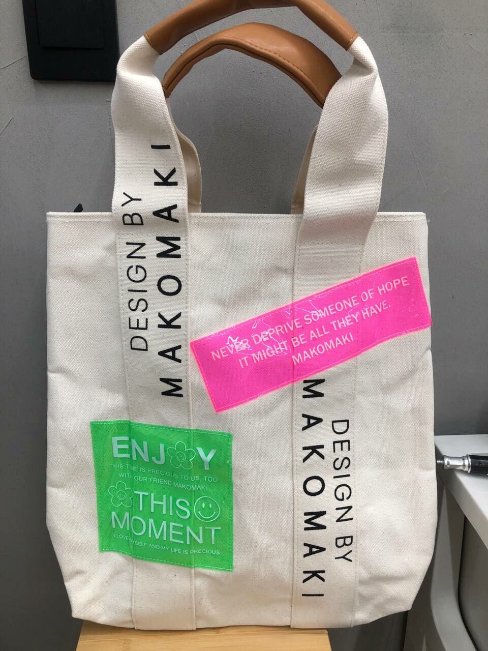 [S] MAKOMAKI ENJOY TOTE BAG W/CROSSBODY,WHITE, SMMK118 (SMMK118)