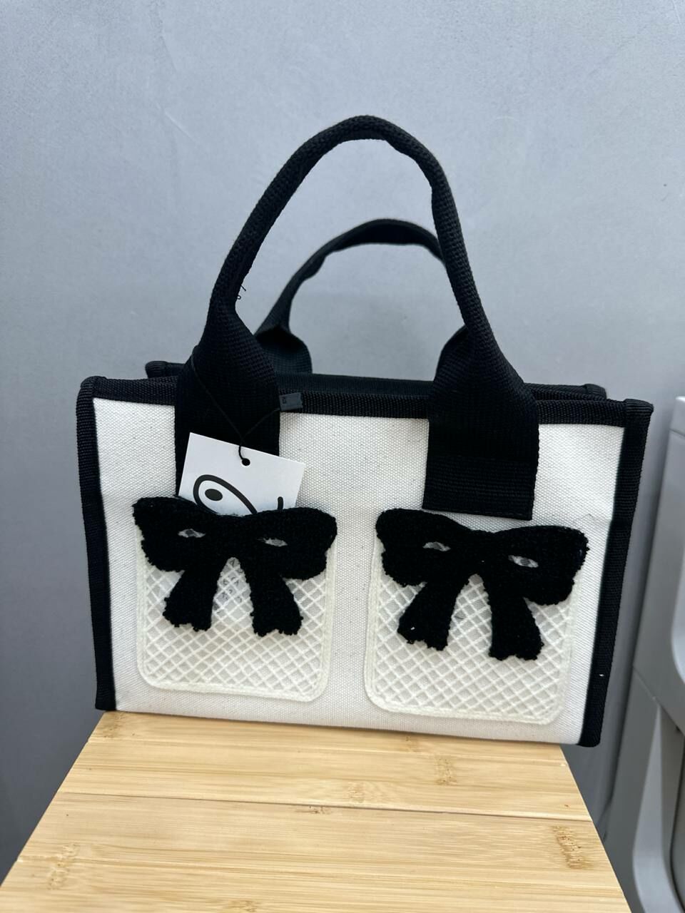 [S] MAKOMAKI RIBBION POCKET TOTE,BLACK, SMMK121 (SMMK121)