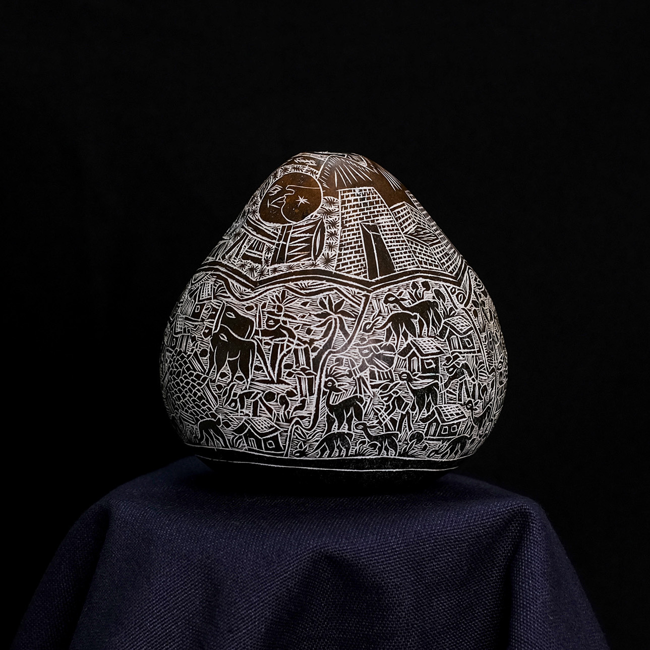 萬卡約葫蘆雕刻｜印加日月 02｜秘魯