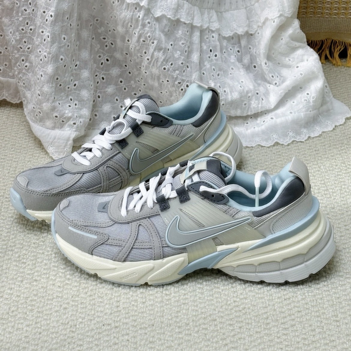 Nike V2K Runtekk Grey Blue 煙雨霧灰 寶寶藍 奶油底