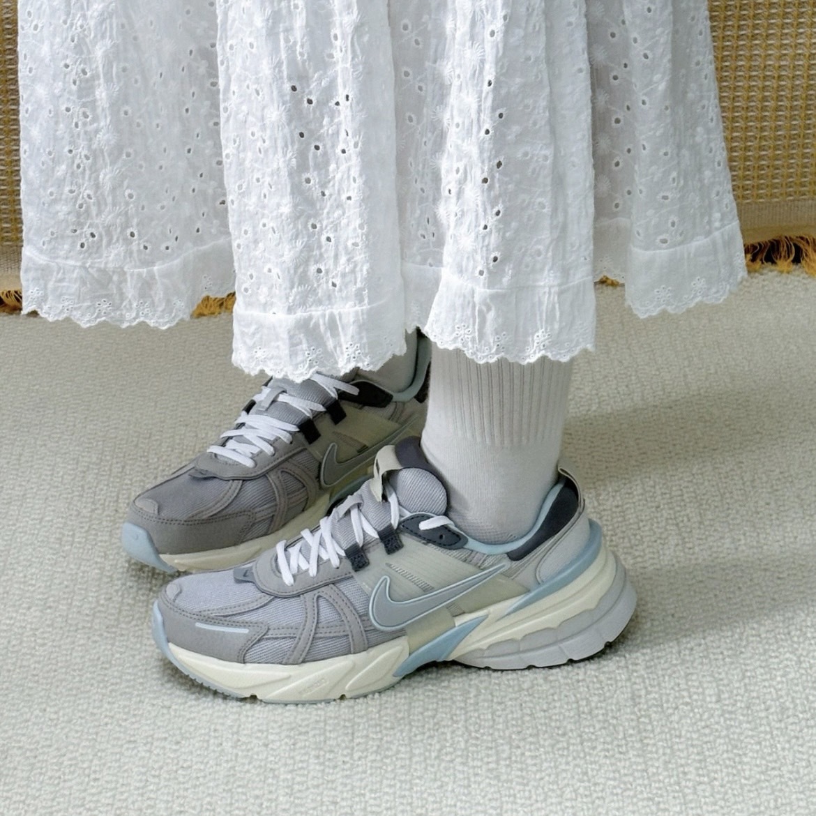 Nike V2K Runtekk Grey Blue 煙雨霧灰 寶寶藍 奶油底