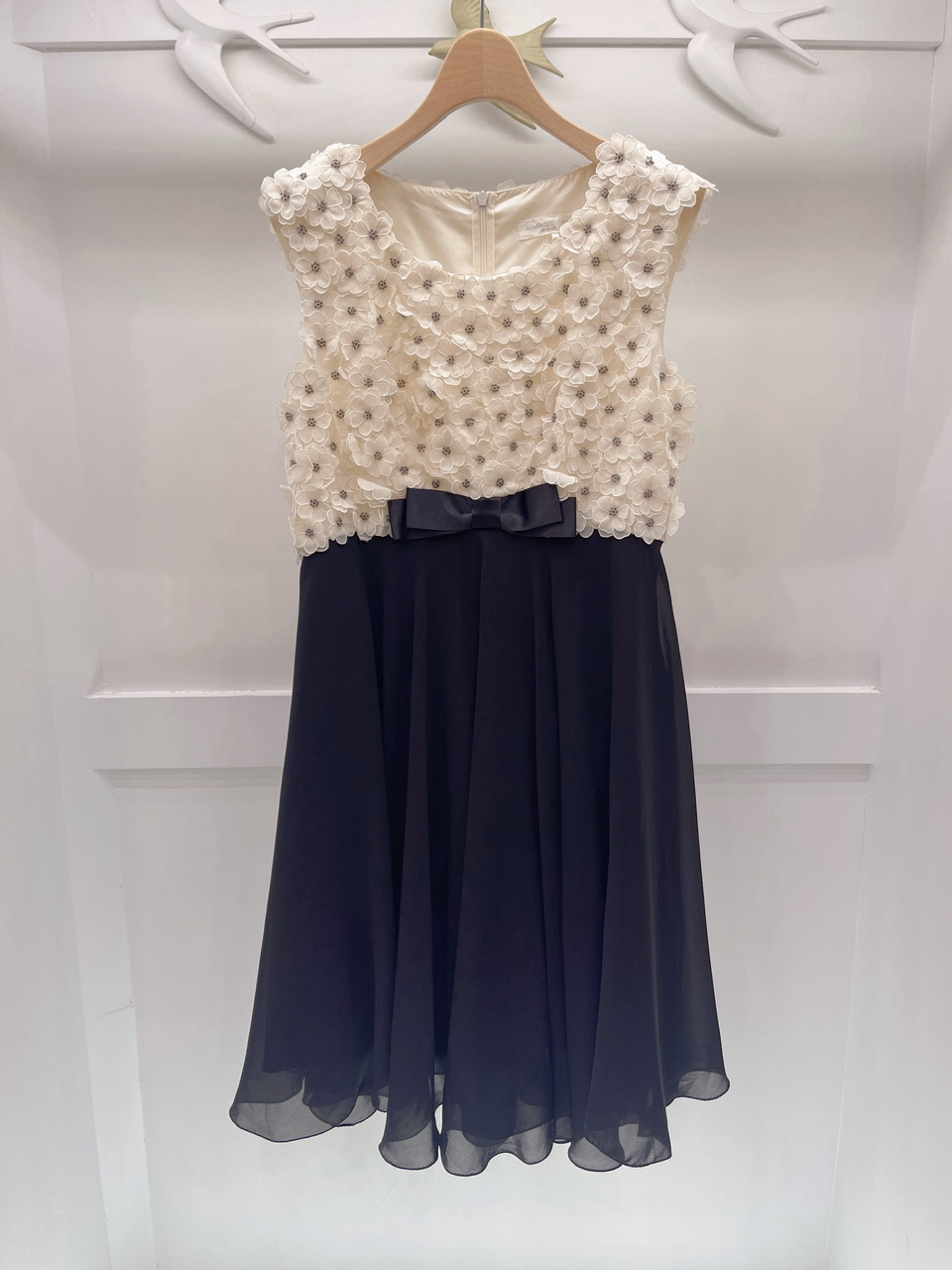 花朵拼接無袖洋裝