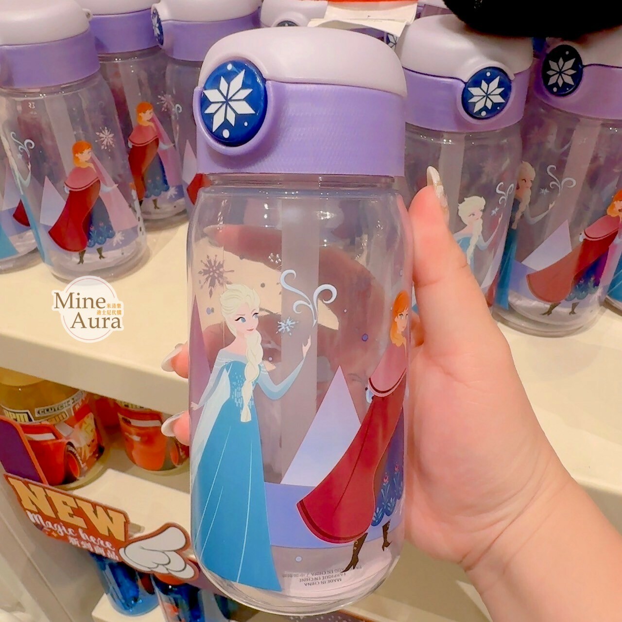 艾莎 Elsa 安娜Anna 圖案 雪花 紫色蓋子 兒童 水壺 冰雪奇緣 Frozen -香港迪士尼樂園