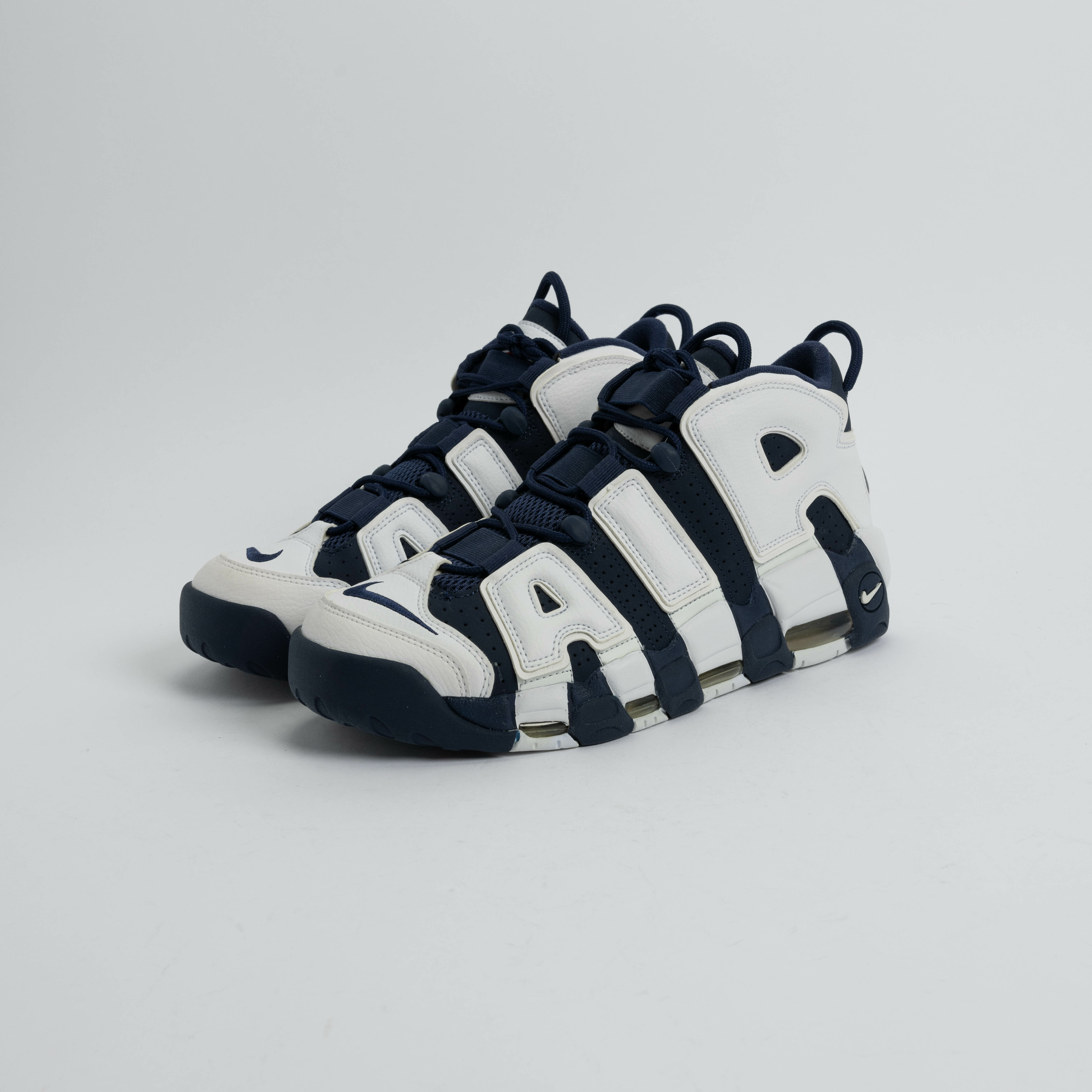 【瑕疵商品90】-(B1c)-NIKE AIR MORE UPTEMPO 藍白 奧運-414962 104