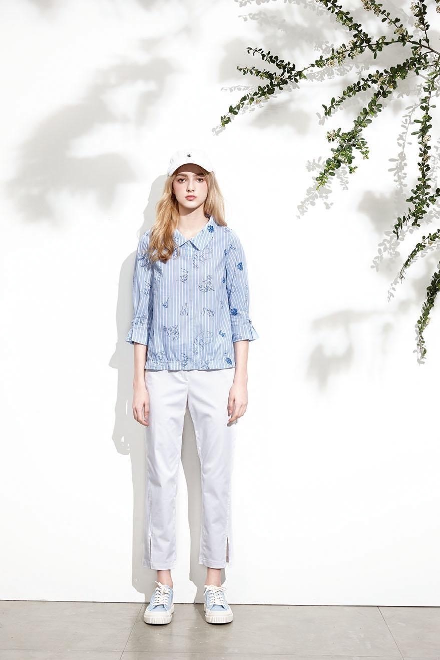 OL質感棉時尚開叉設計修身顯瘦九分褲U6161