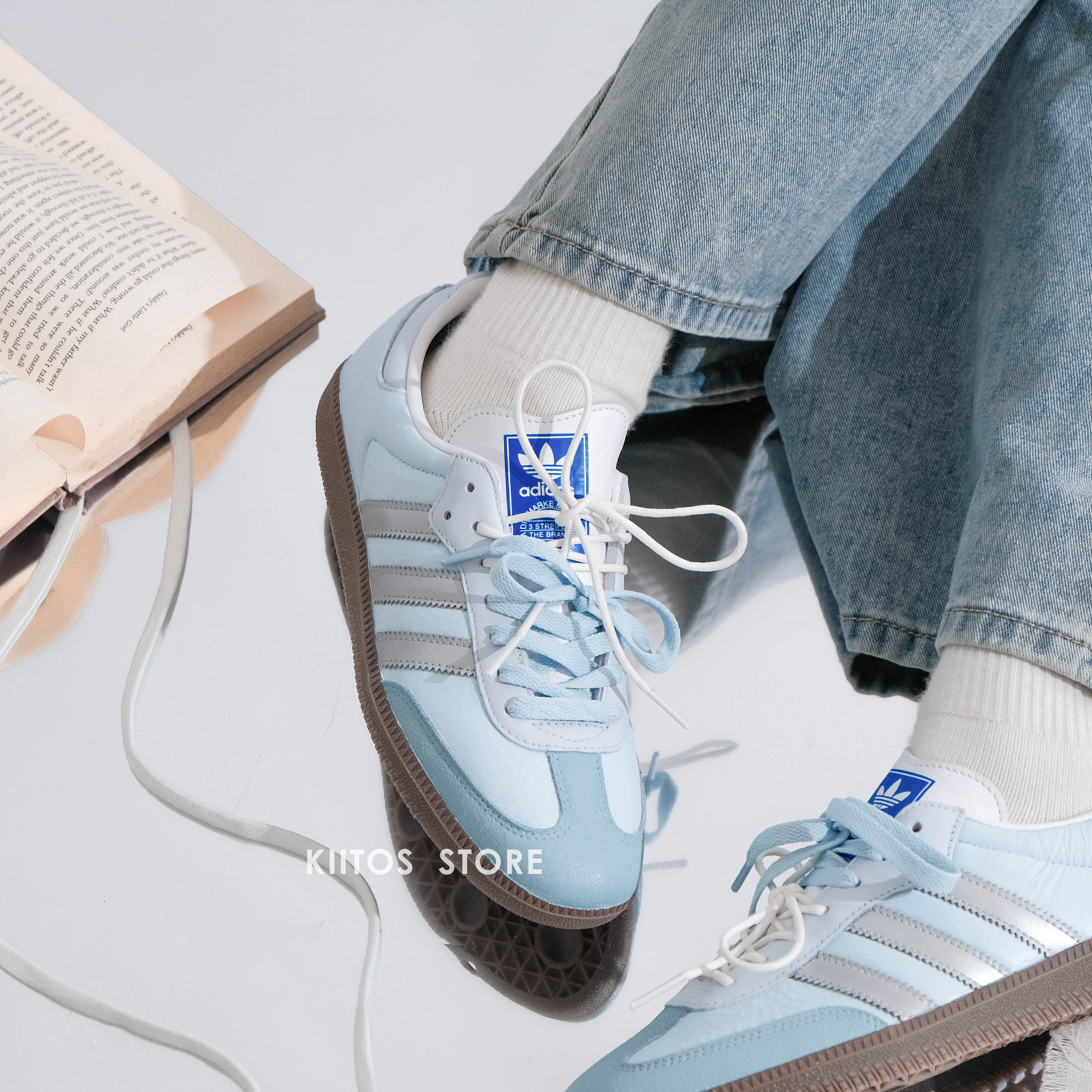 【現貨】Adidas Originals Samba OG 淺藍芭蕾 23.5cm芭蕾風德訓 藍銀 訂製款 桑巴 德訓鞋