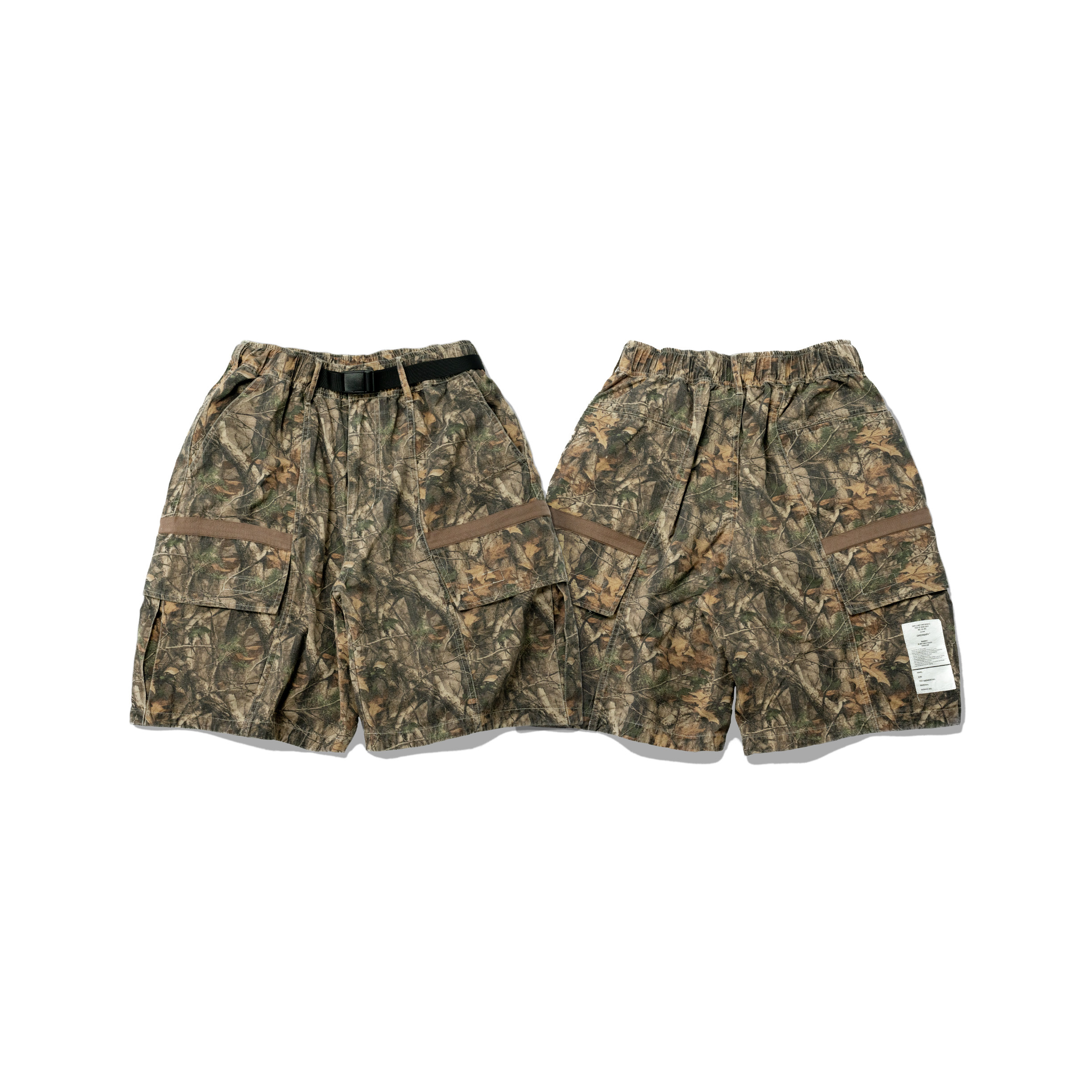 ORDINARY / TREE PATTERN CAMO SHORTS 水洗樹紋迷彩軍用口袋短褲 - 樹紋迷彩