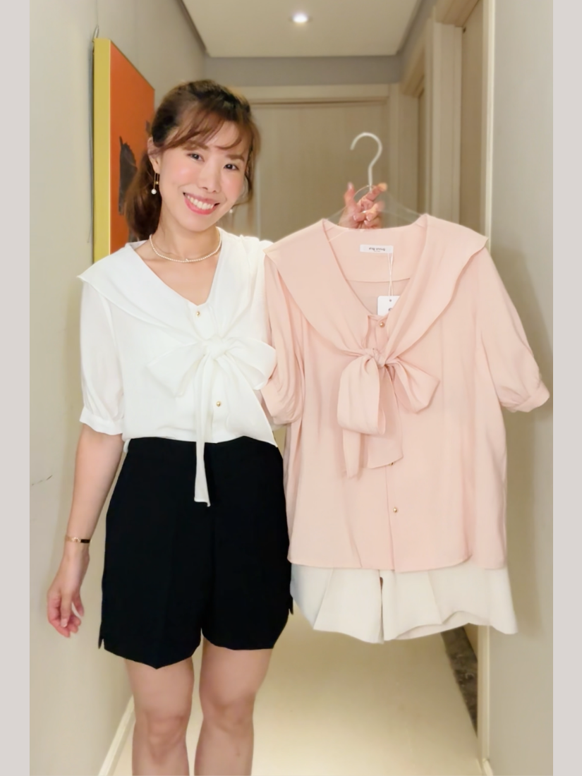 [現貨] Betsy水手領巾絲光襯衫 [ 2色 / Free ]