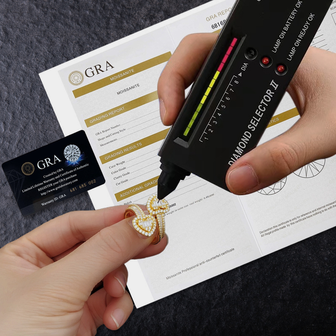 925銀莫桑石混鑲交叉愛心戒指