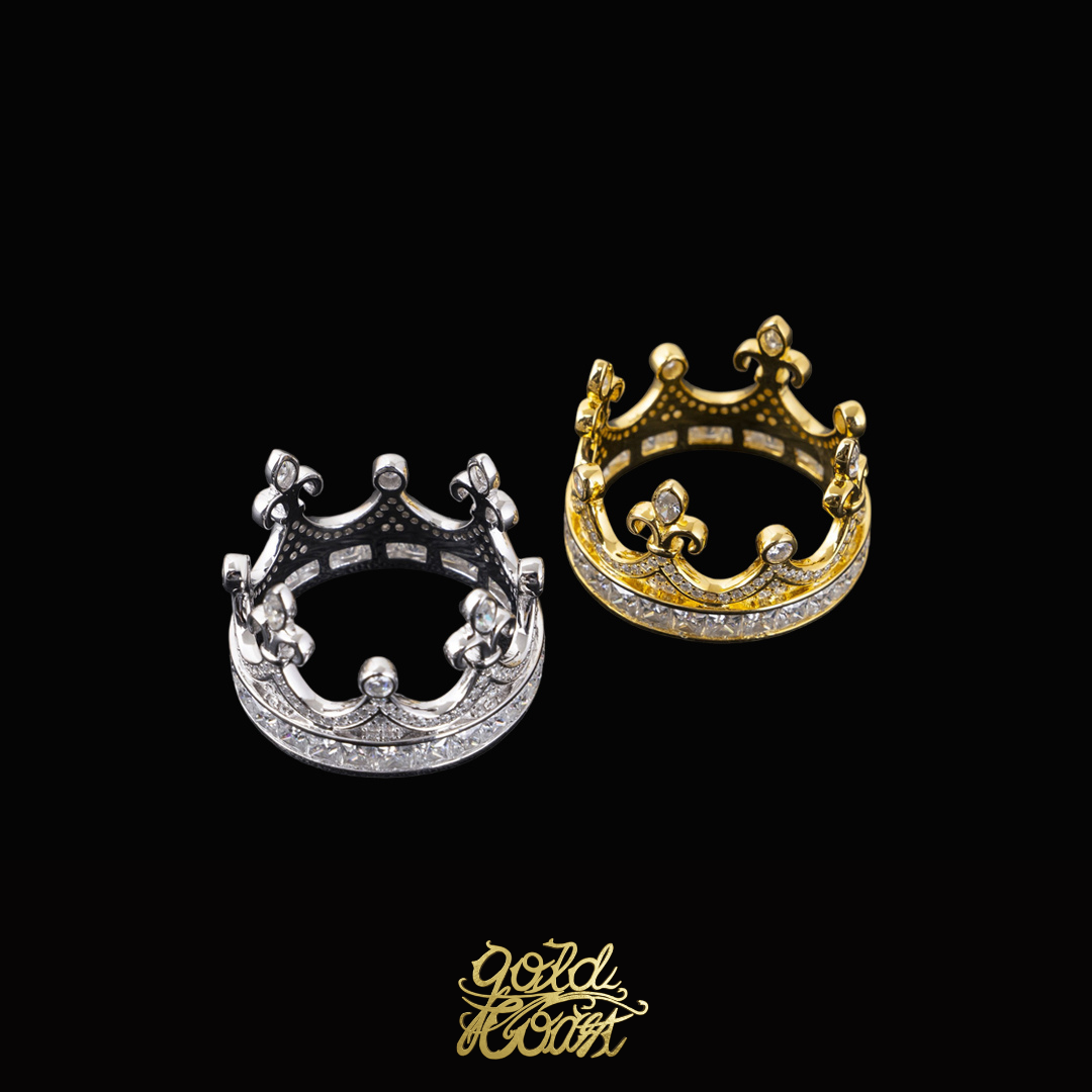 925銀莫桑石皇冠雕刻戒指