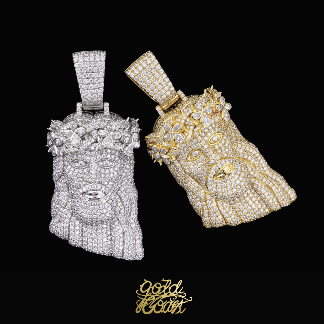 925銀莫桑石滿鑲耶穌四葉草造型墜飾