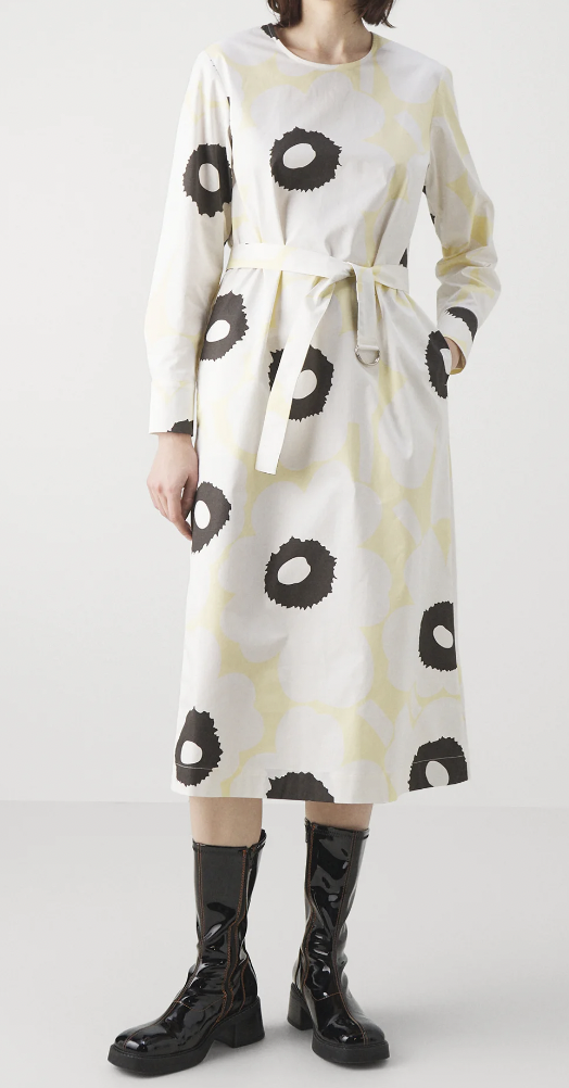 代購現貨 | Marimekko Yellow unikko 圓領中袖連身裙 Hyperbeli Unikko | size 36