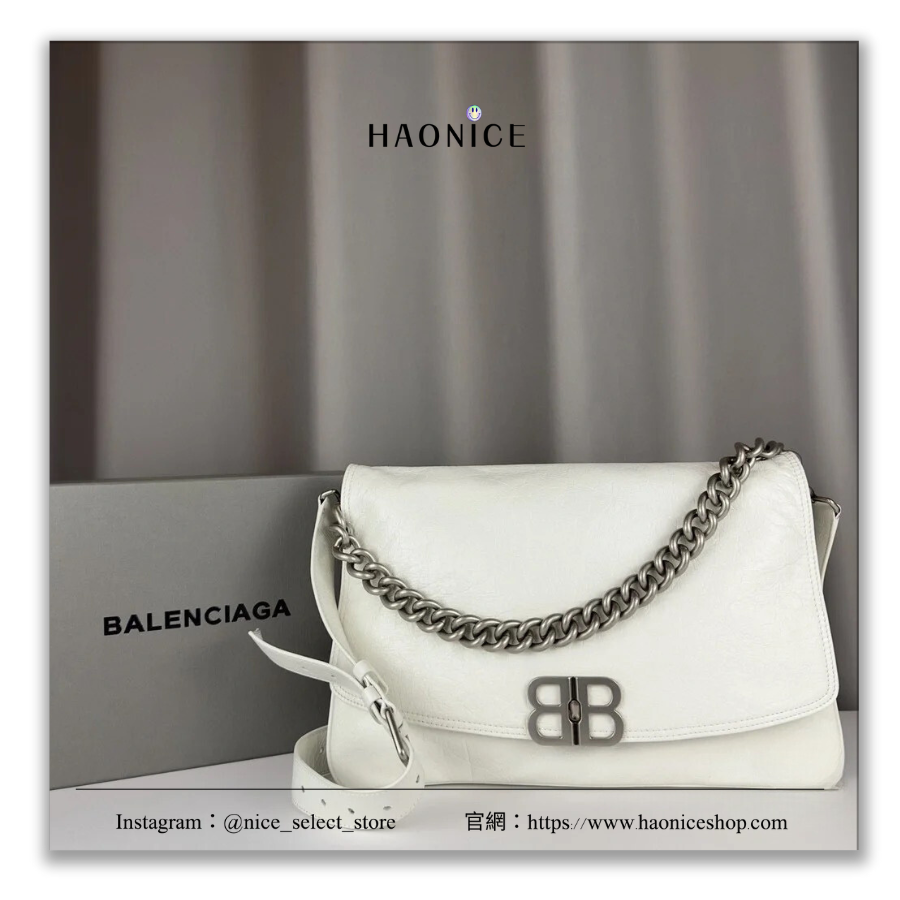 【NICE 歐美日韓代購】24SS🔥新款🔥-上海經銷商-Balenciaga巴黎世家 經典logo 牛皮小方包 斜肩包 鏈條