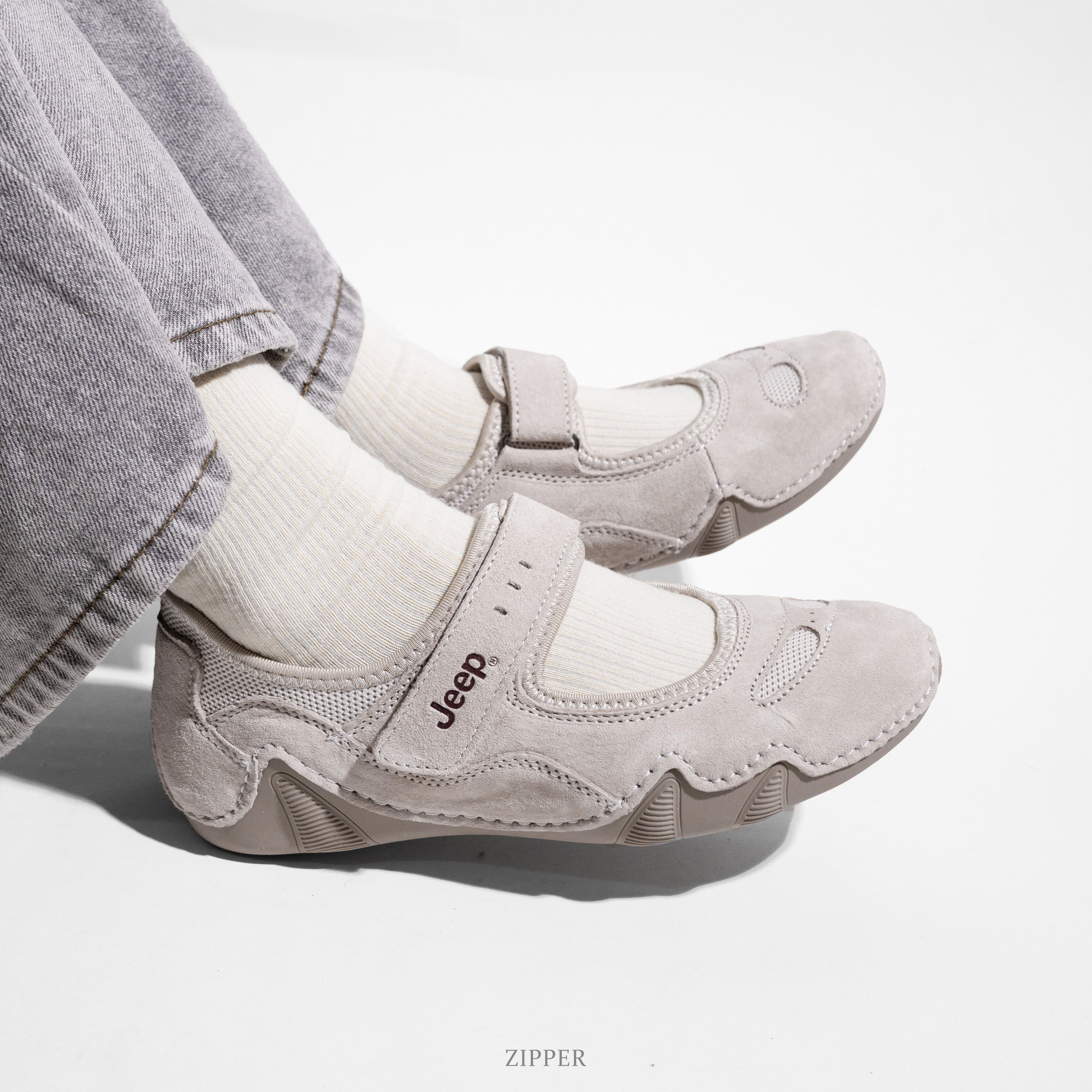 JEEP Velcro Mary Jane outdoor sandals Light Grey