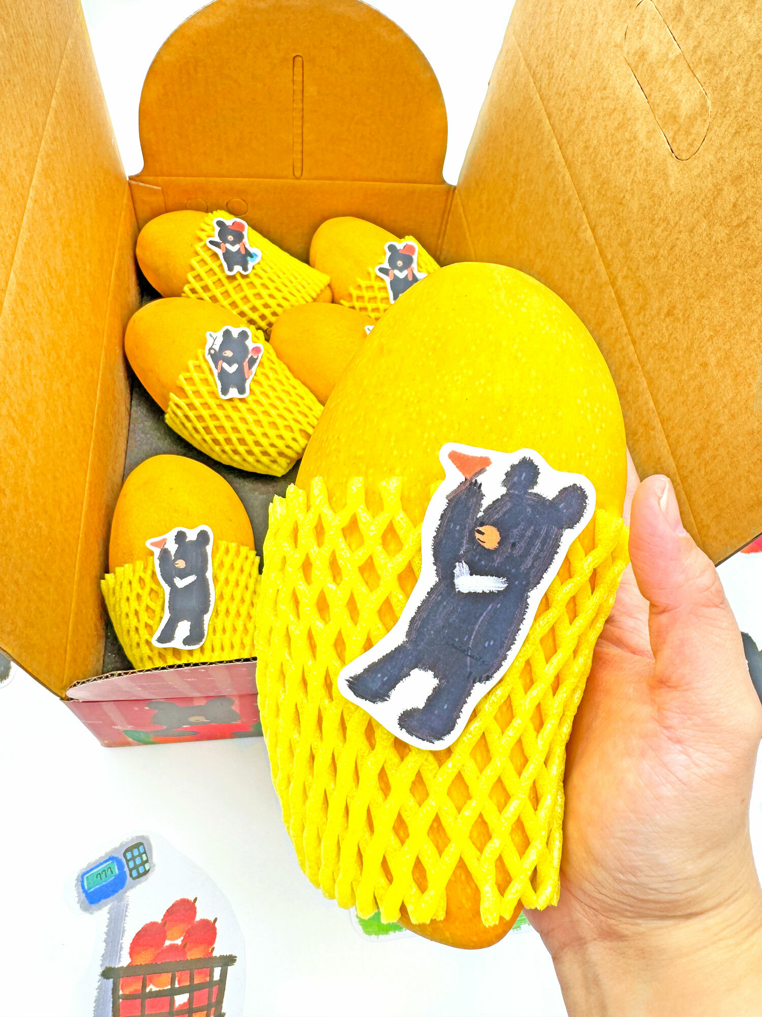 格紋芒果熊玉井金煌芒果禮盒特級6-8粒9台斤裝(1-1.8台斤/粒)