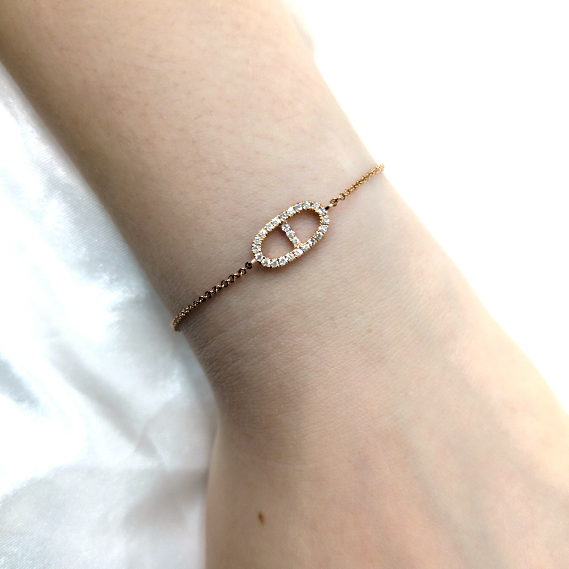 全新18K玫瑰金19份鑽石手鍊