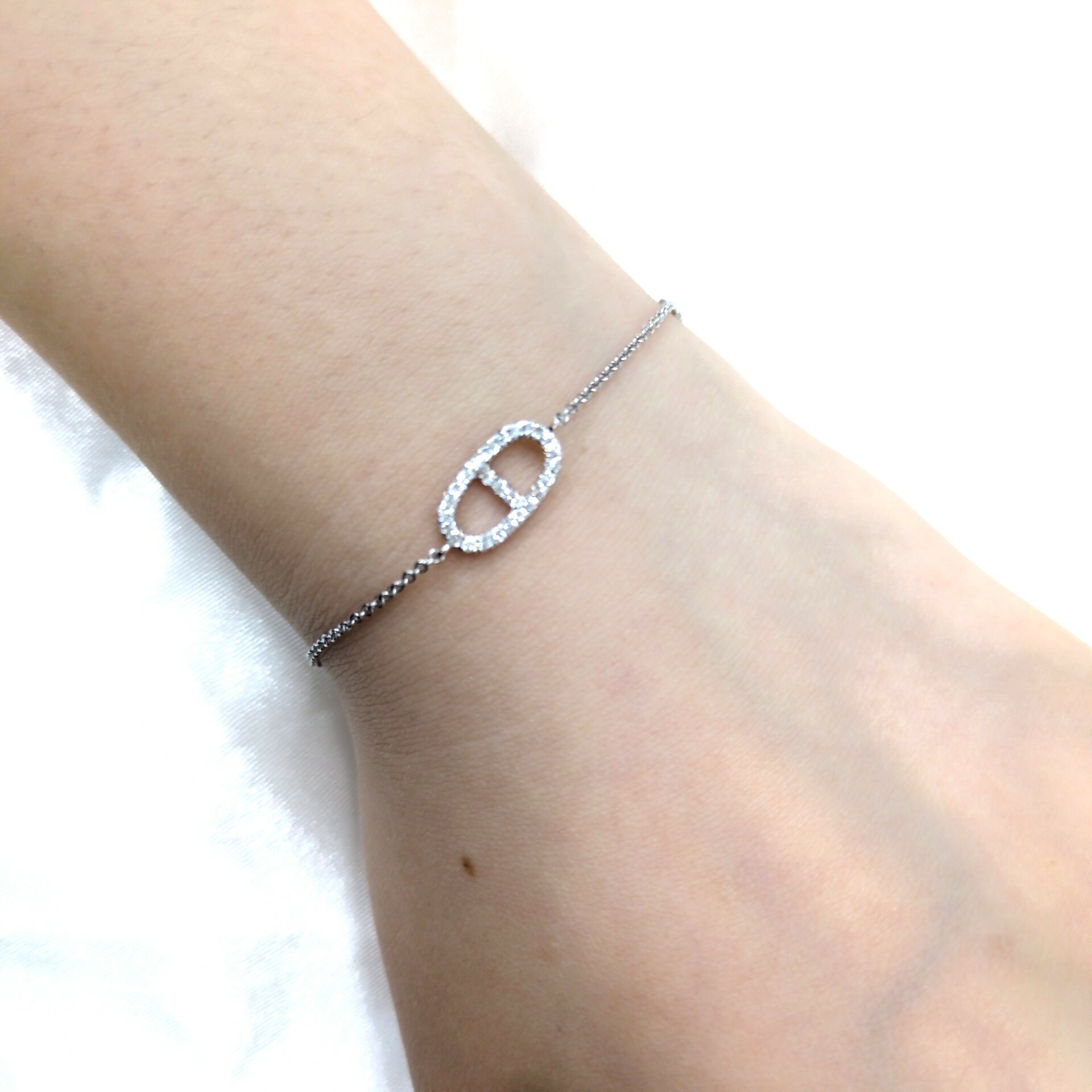 全新18K白金20份鑽石手鍊