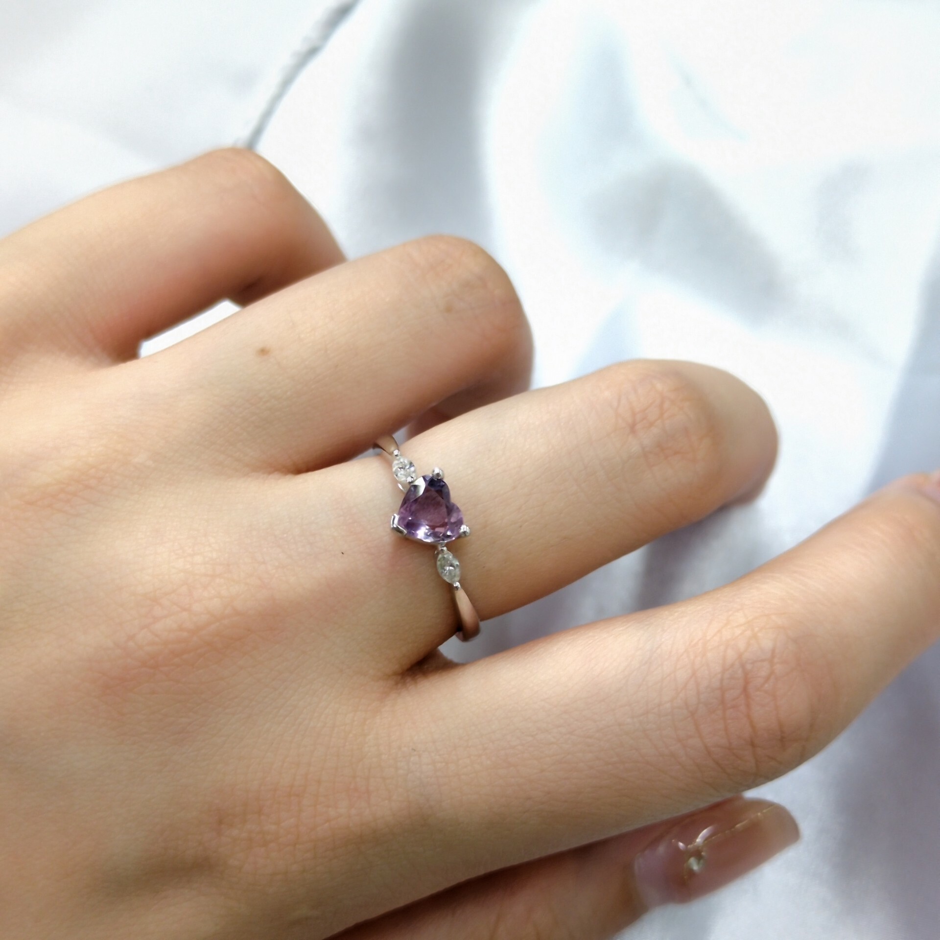 18K White Gold 0.69ct Pink Sapphire and Diamond Ring