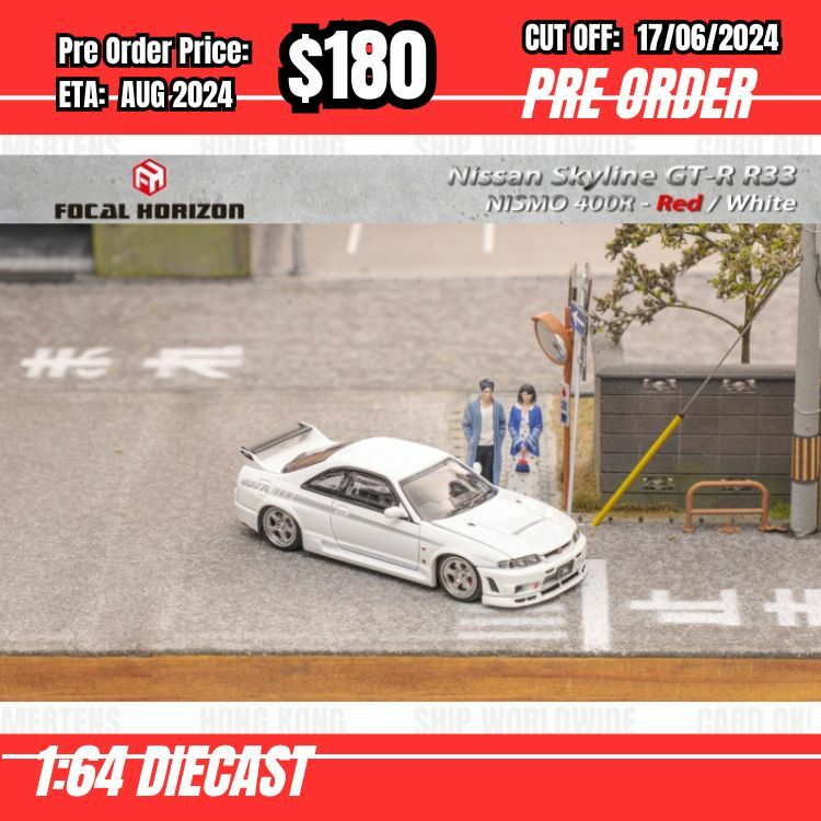 PO-$180 * FH * 1:64 Nissan GTR R33 400R Nismo White [OD15/06]