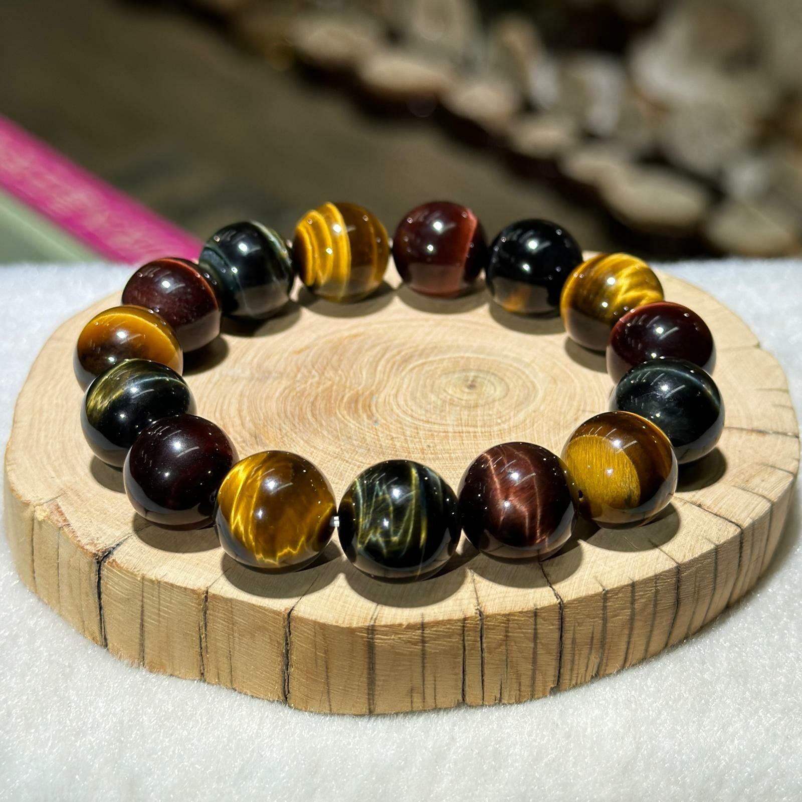 大m 高品💫三色虎眼手串 14 mm +/-