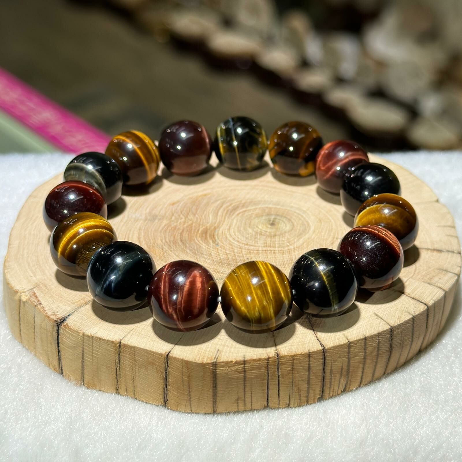 大m 高品💫三色虎眼手串 14 mm +/-