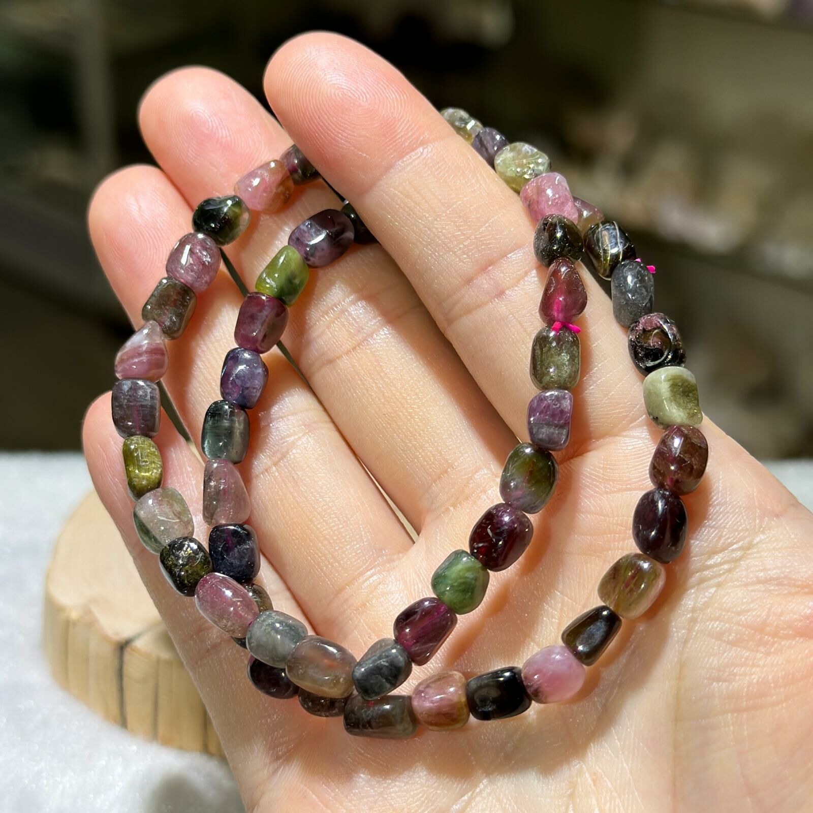 碧璽隨形手串 (濃色)