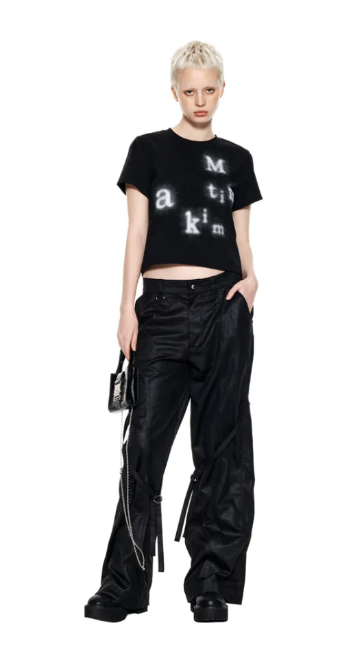 MATIN KIM - BLURRED LOGO CROP TOP 噴漆文字短版tee