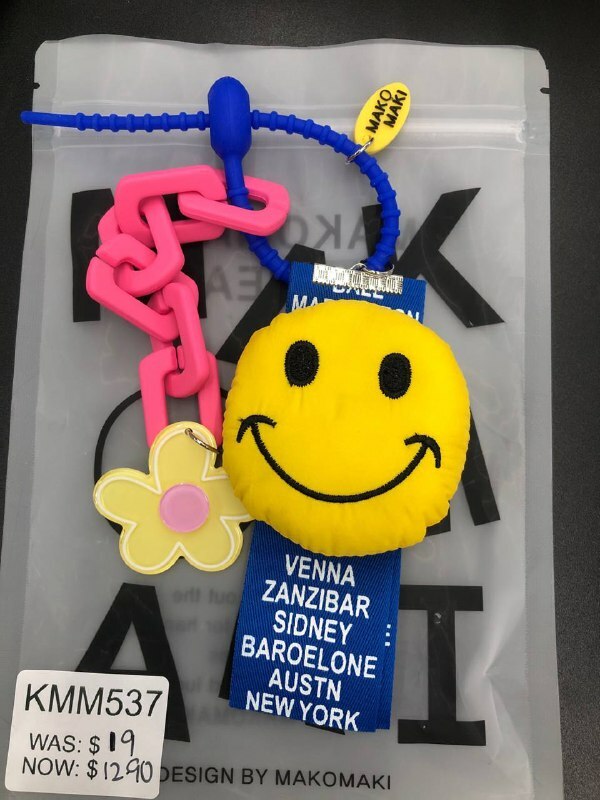 [S] MAKOMAKI SMILEY FACE FLOWER BAG CHARM,YELLOW, SMMK101 (SMMK101)