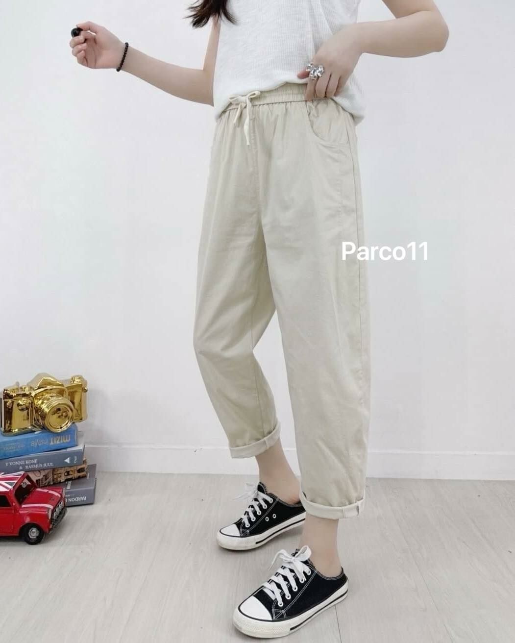 【舒適百搭的彈性腰圍休閒褲】（現貨）