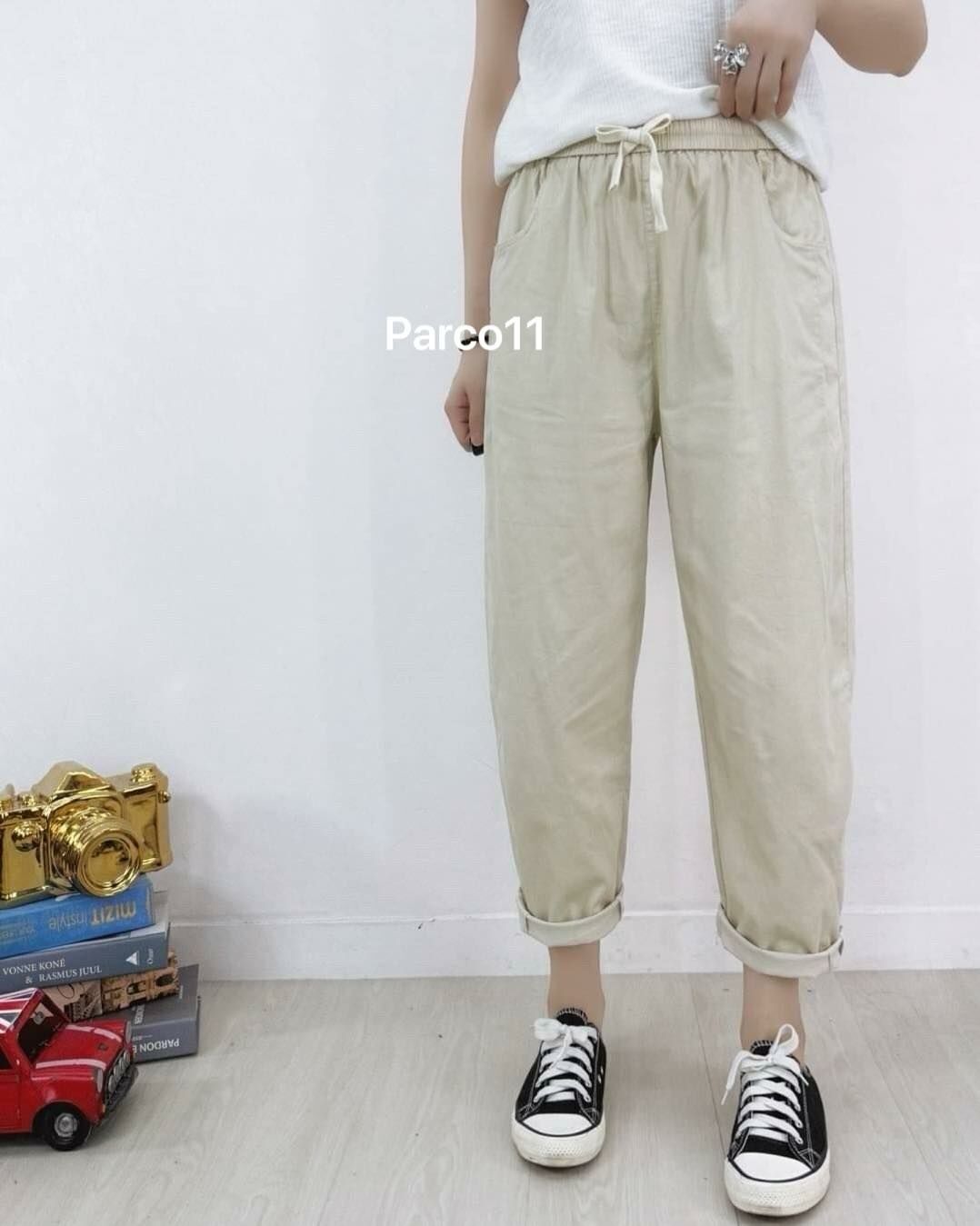 【舒適百搭的彈性腰圍休閒褲】（現貨）