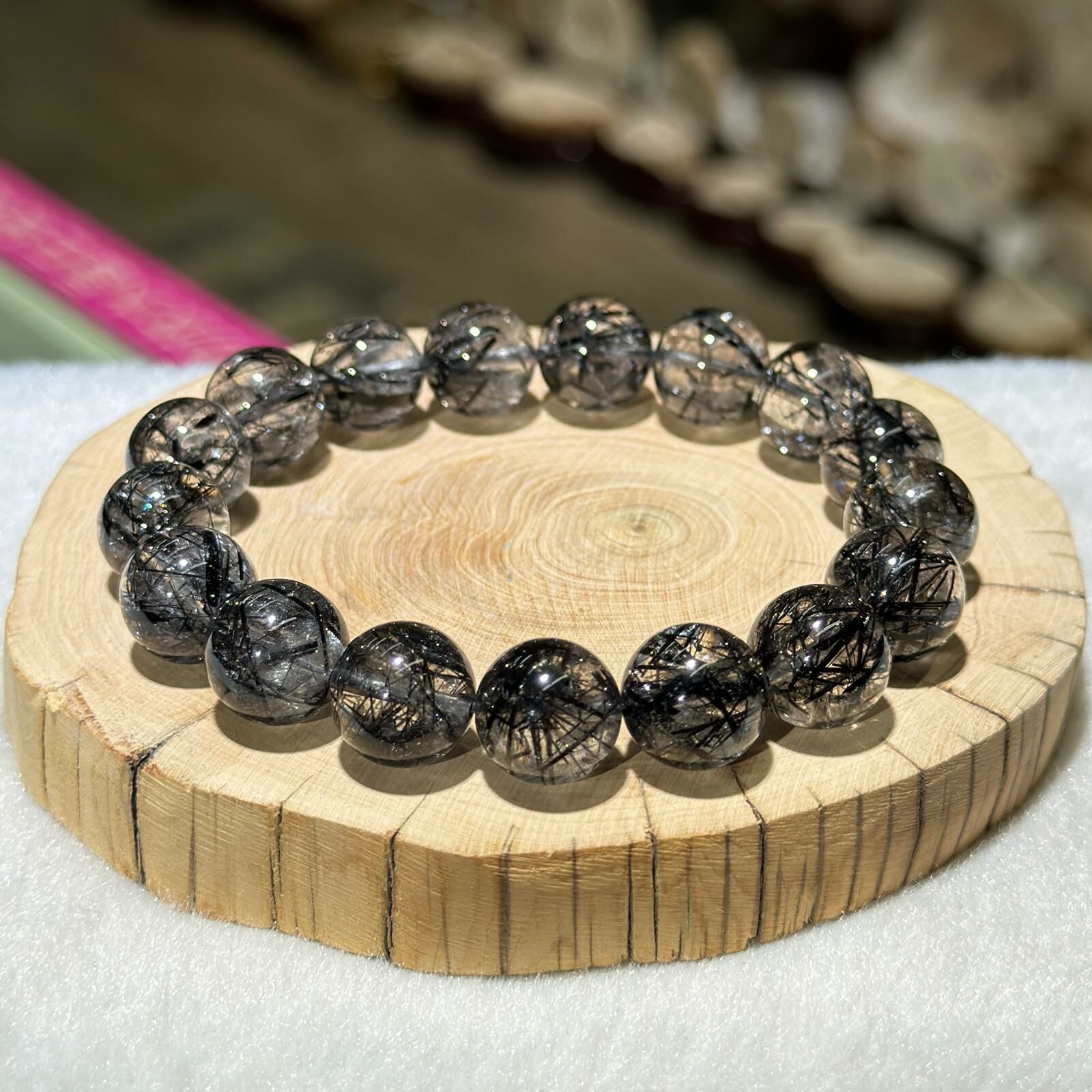 黑髮晶手串 12.5 mm+/-