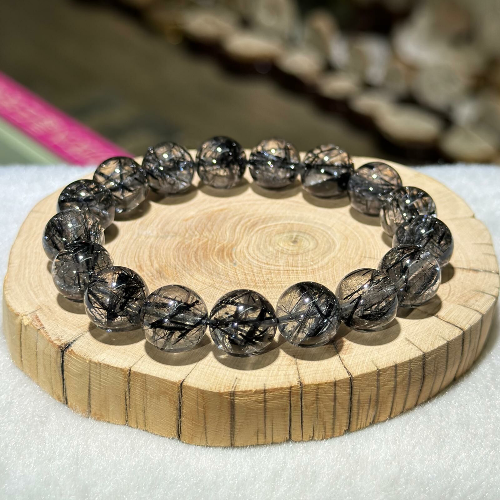 黑髮晶手串 12.5 mm+/-