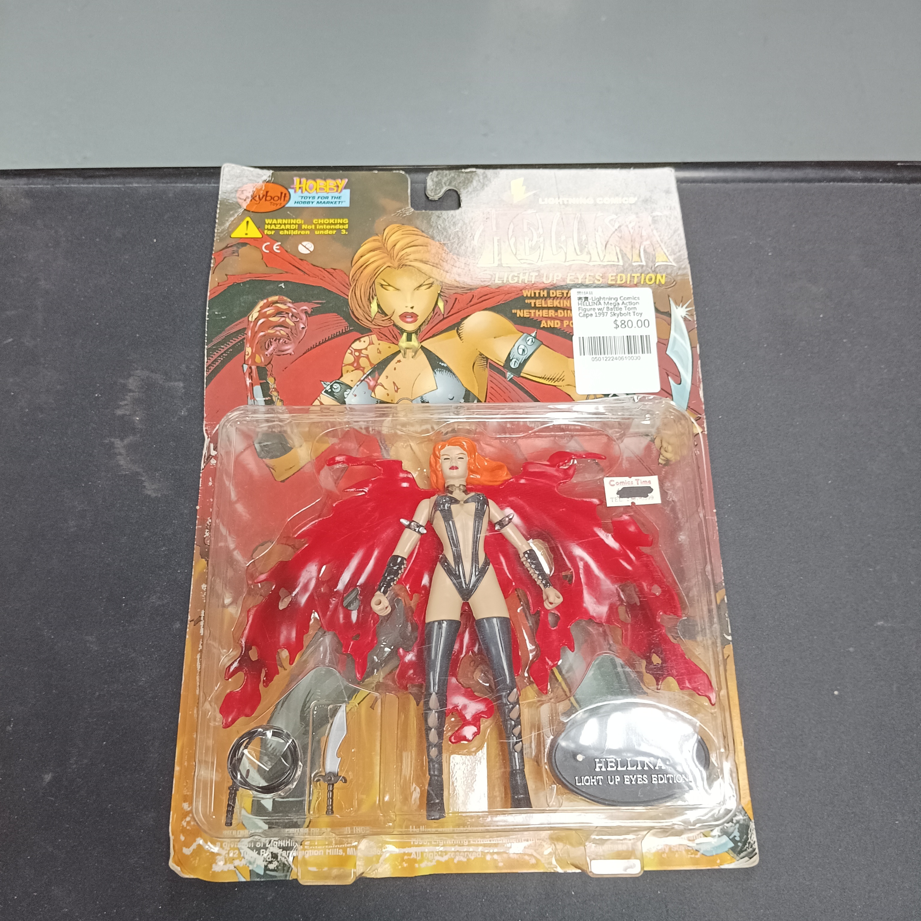 寄賣-Lightning Comics HELLINA Mega Action Figure w/ Battle Torn Cape 1997 Skybolt Toy