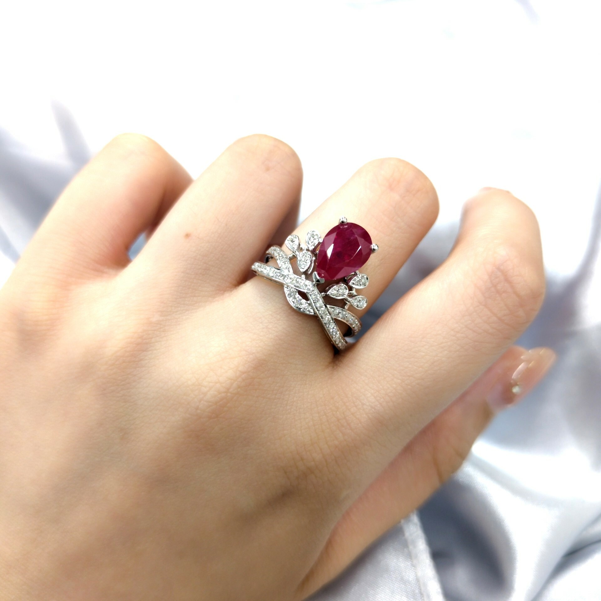 18K White Gold 3.23ct Ruby and Diamond Ring