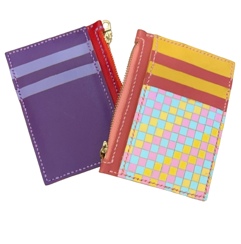 手縫牛皮多層卡套拉鍊包